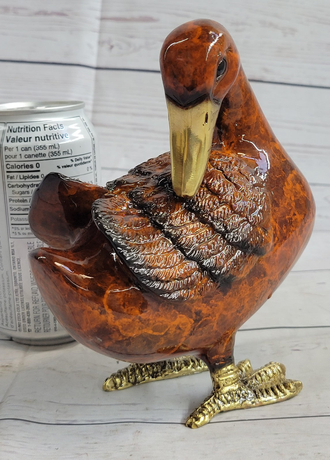 COLLECTIBLE BRONZE SCULPTURE STATUE Animal Duck Multi Color Patina Figurine Sale