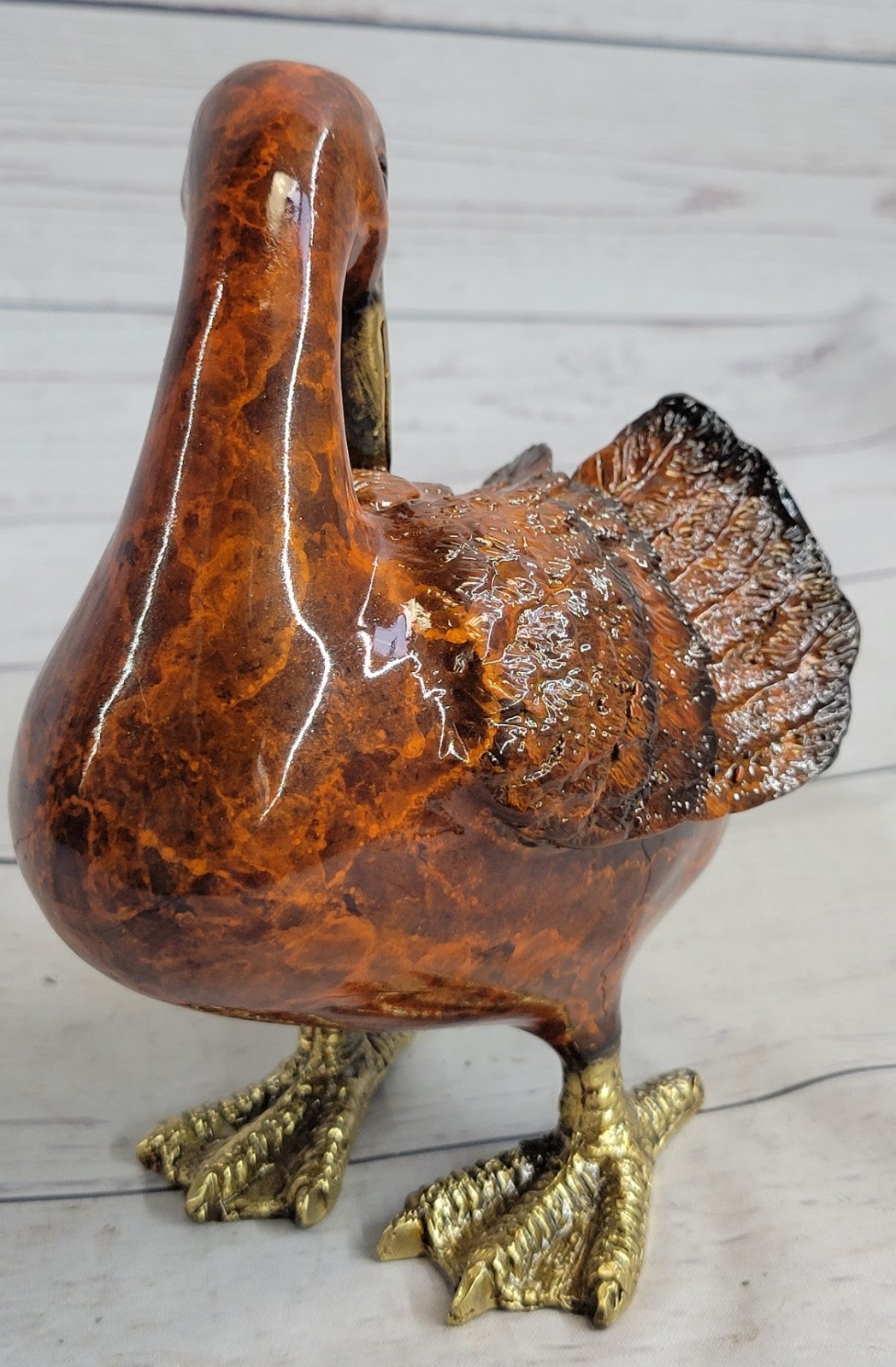 COLLECTIBLE BRONZE SCULPTURE STATUE Animal Duck Multi Color Patina Figurine Sale