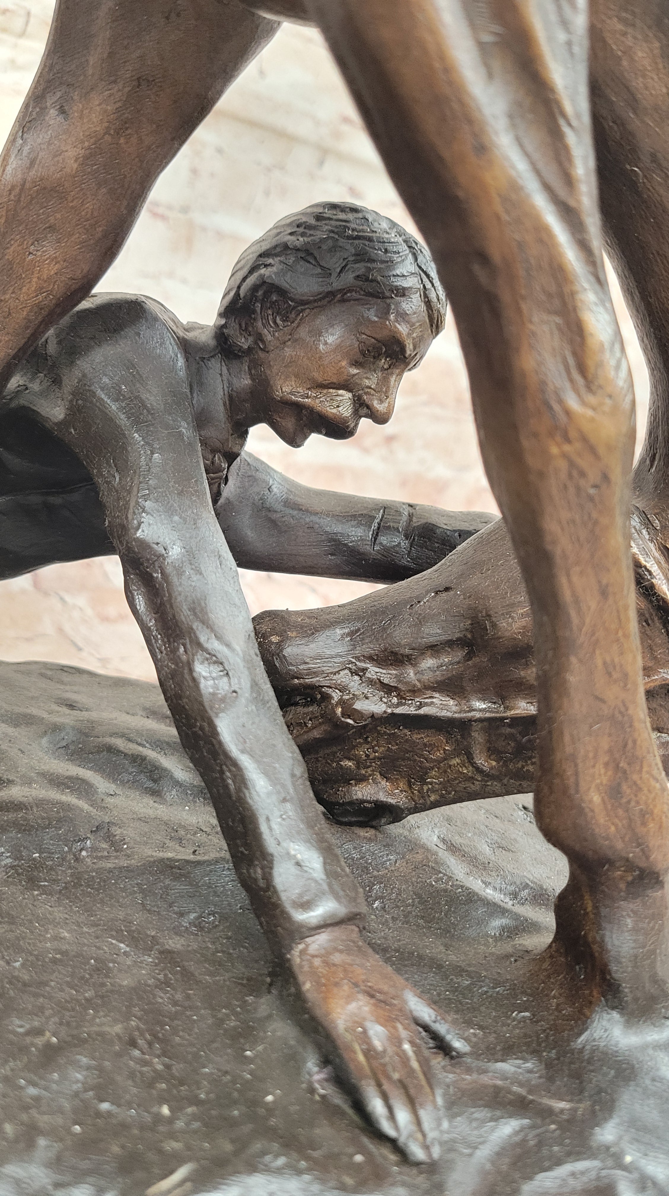 Lost Wax Large Bronze Statue -"Wicked Pony" by Fredrick Remington on marble base