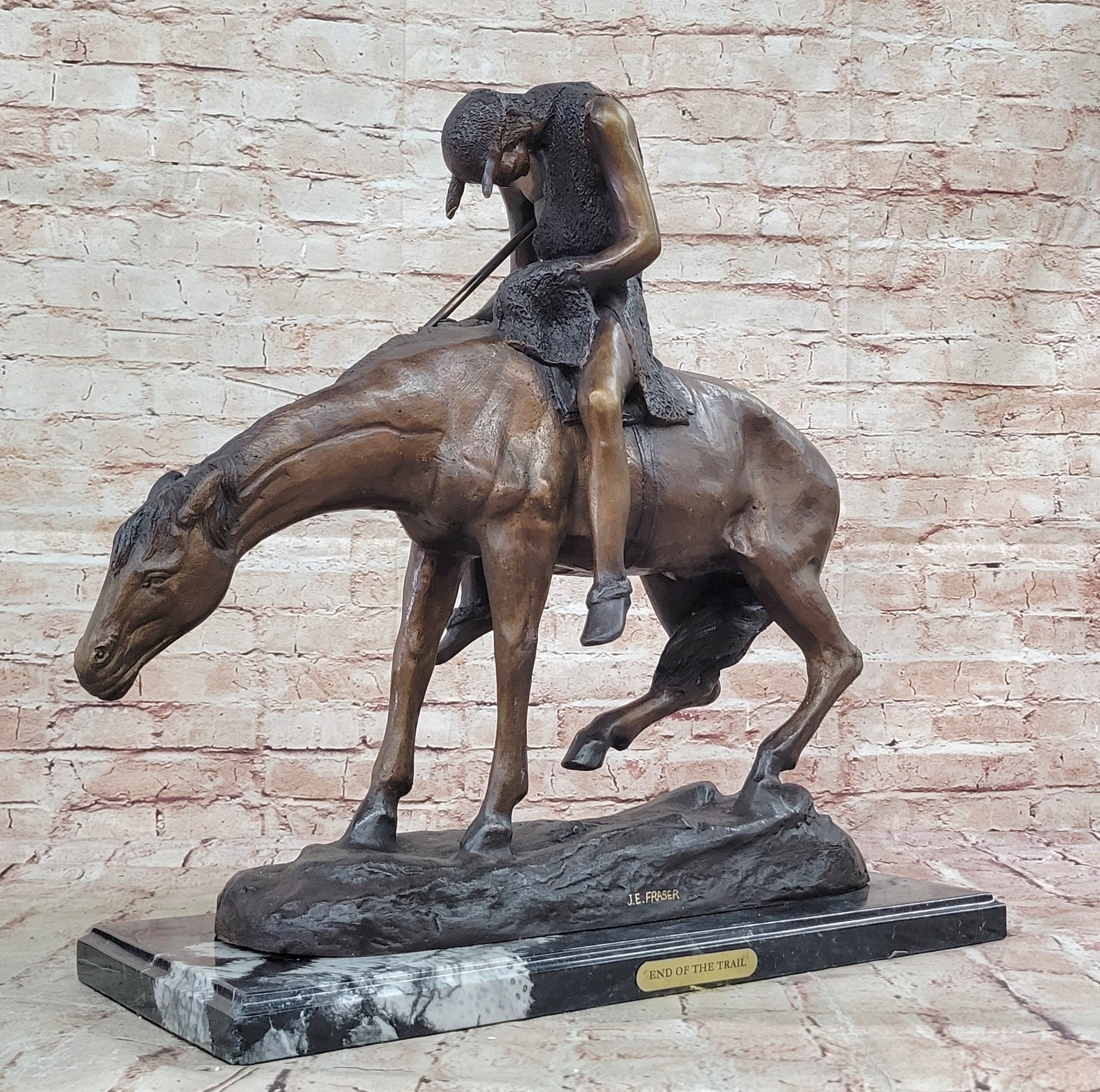 End of the Trail Pure Bronze Sculpture Statue by James E. Fraser Large