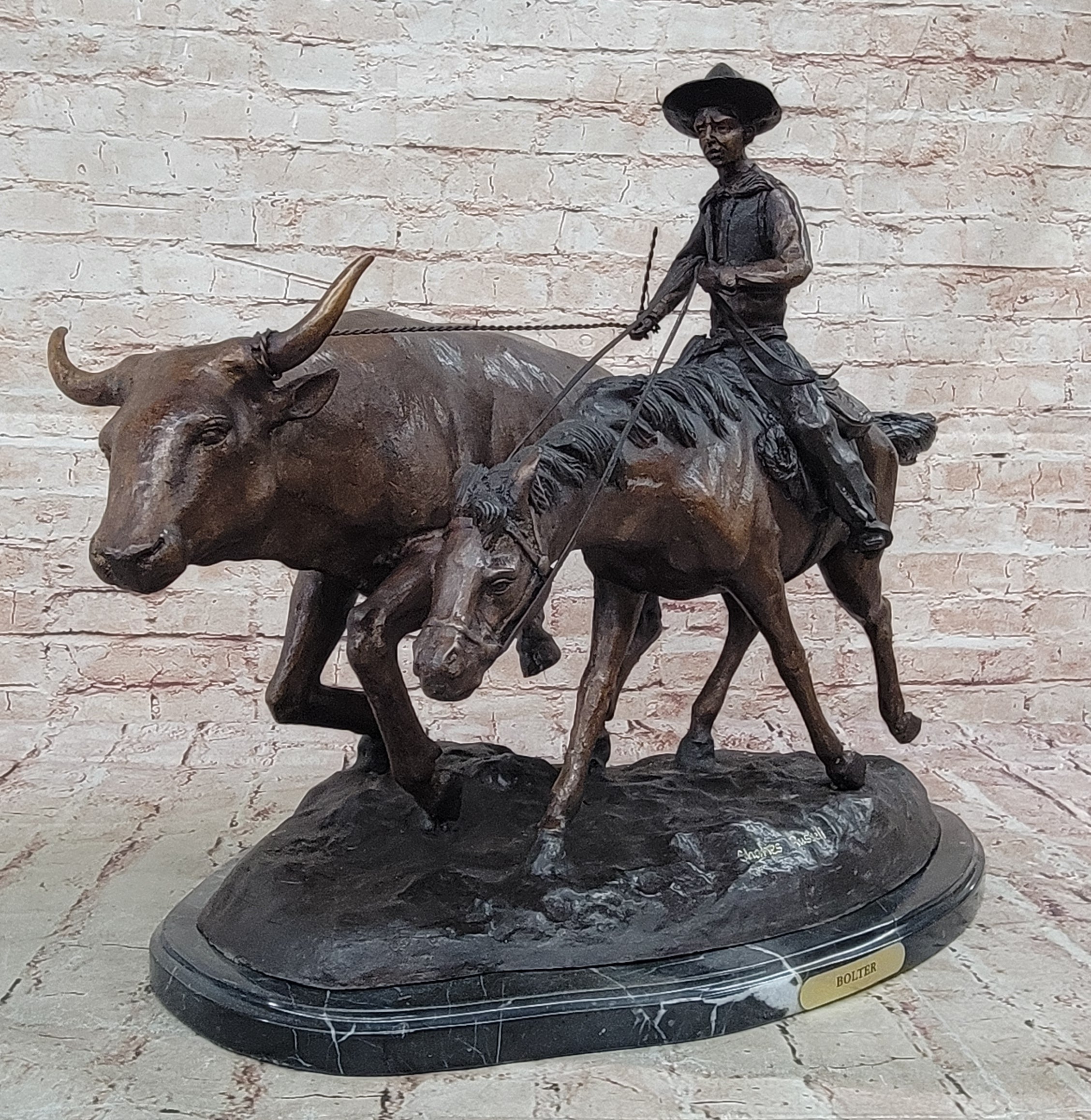 Bolter Bronze Statue Sculpture Figurine By American C.M.Russell Handmade Figurine