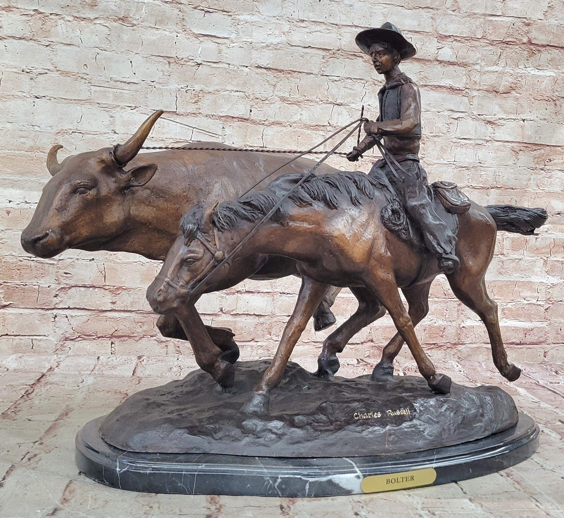 Bolter Bronze Statue Sculpture Figurine By American C.M.Russell Handmade Figurine