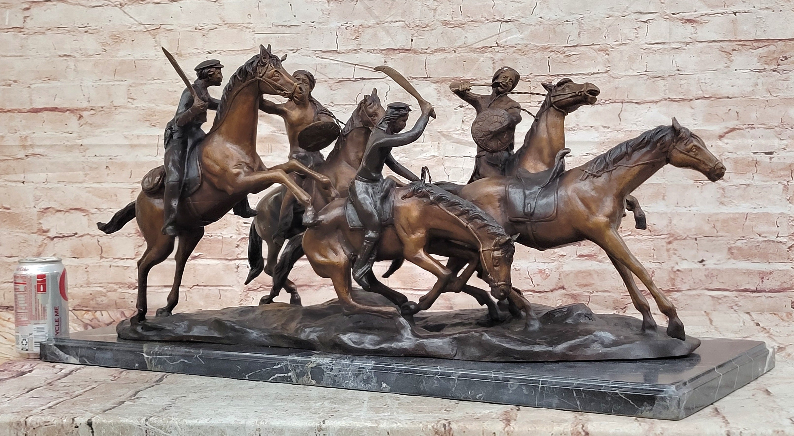 Remington Bronze Sculpture West Western Indian Horse Hot Cast Massive Figurine