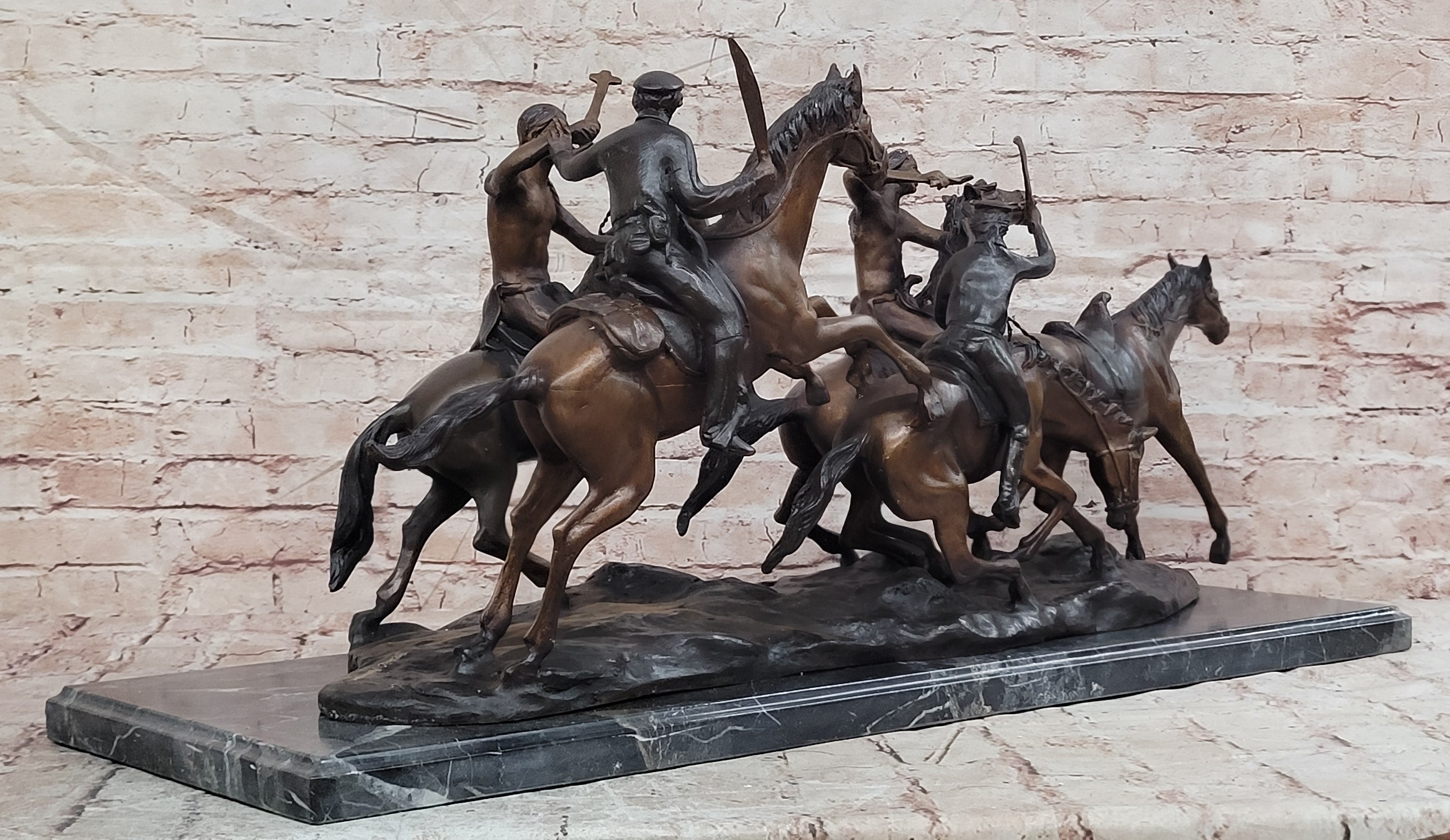 Remington Bronze Sculpture West Western Indian Horse Hot Cast Massive Figurine