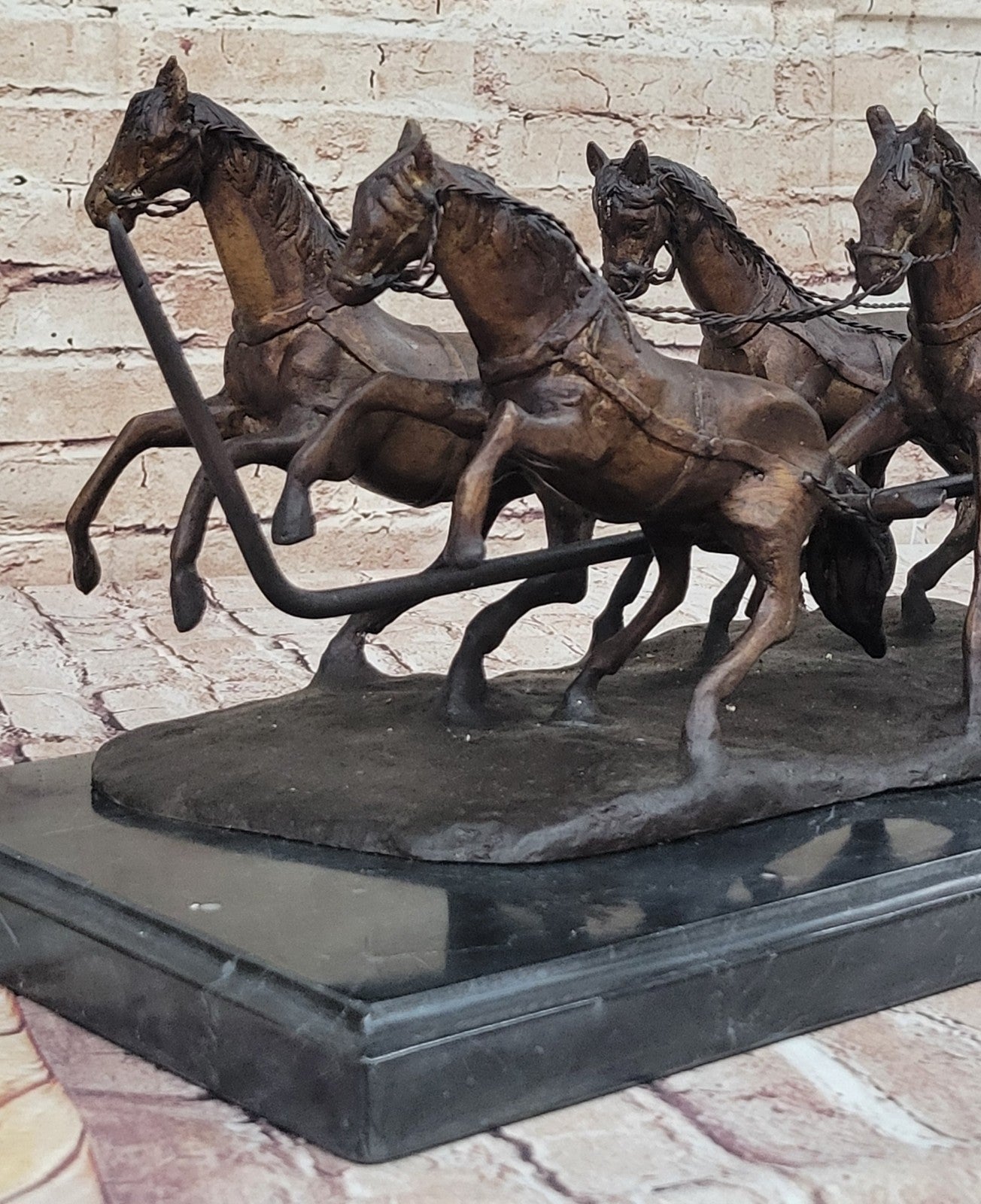 80 LBS HOT CAST ADVENTURE ACTION HORSES BRONZE STATUE STAGE COACH OLD WEST SALE