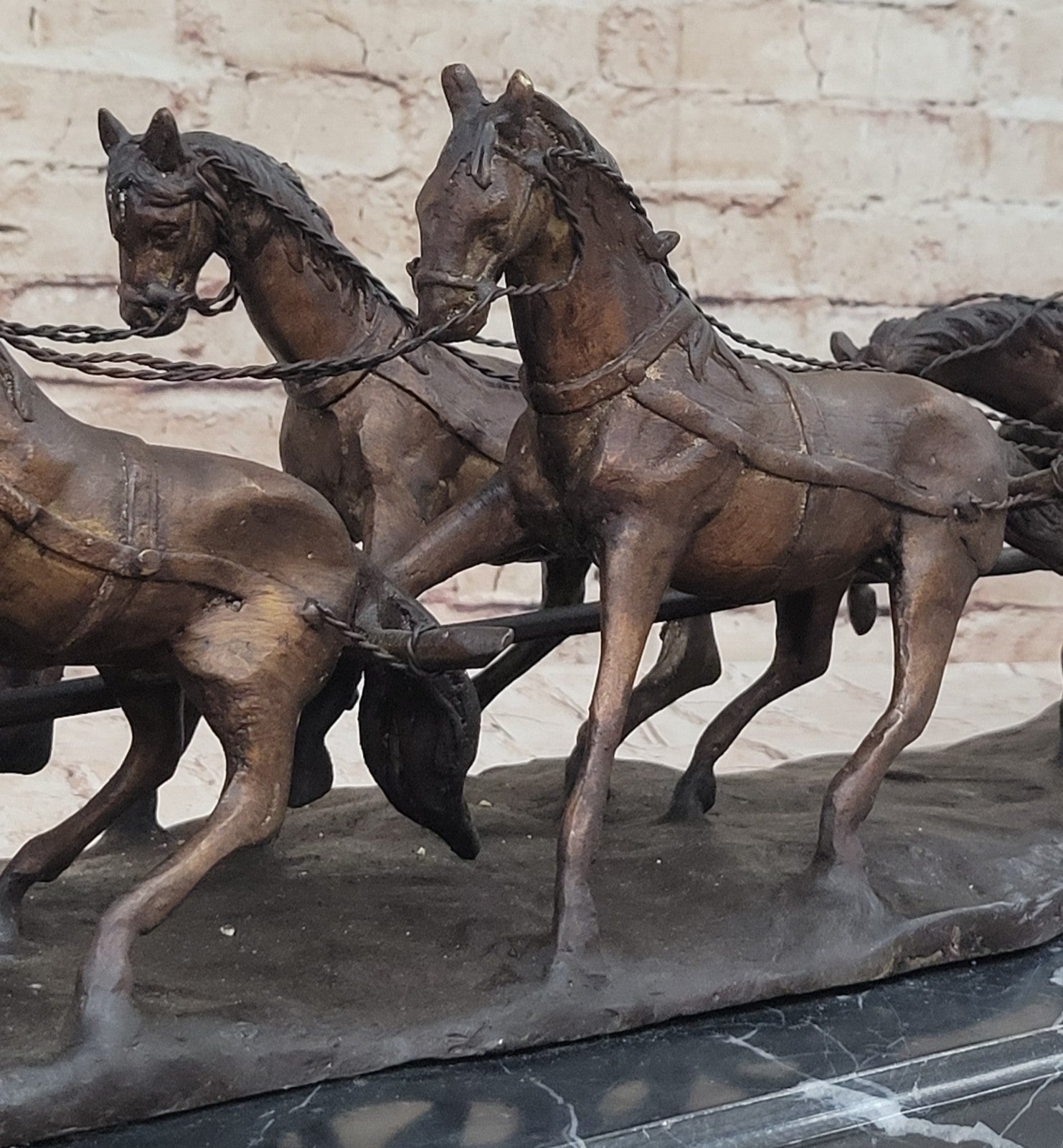 80 LBS HOT CAST ADVENTURE ACTION HORSES BRONZE STATUE STAGE COACH OLD WEST SALE