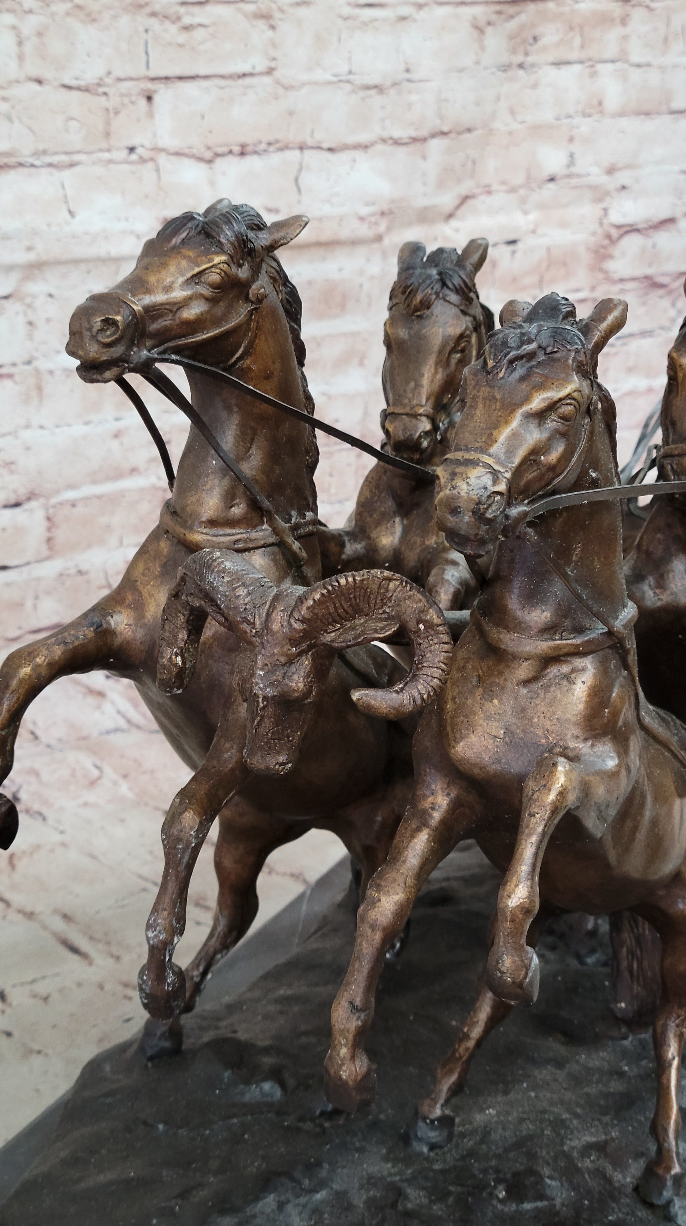 Real Bronze Sculpture Collector Edition Roman Chariot Collectible Statue Decor