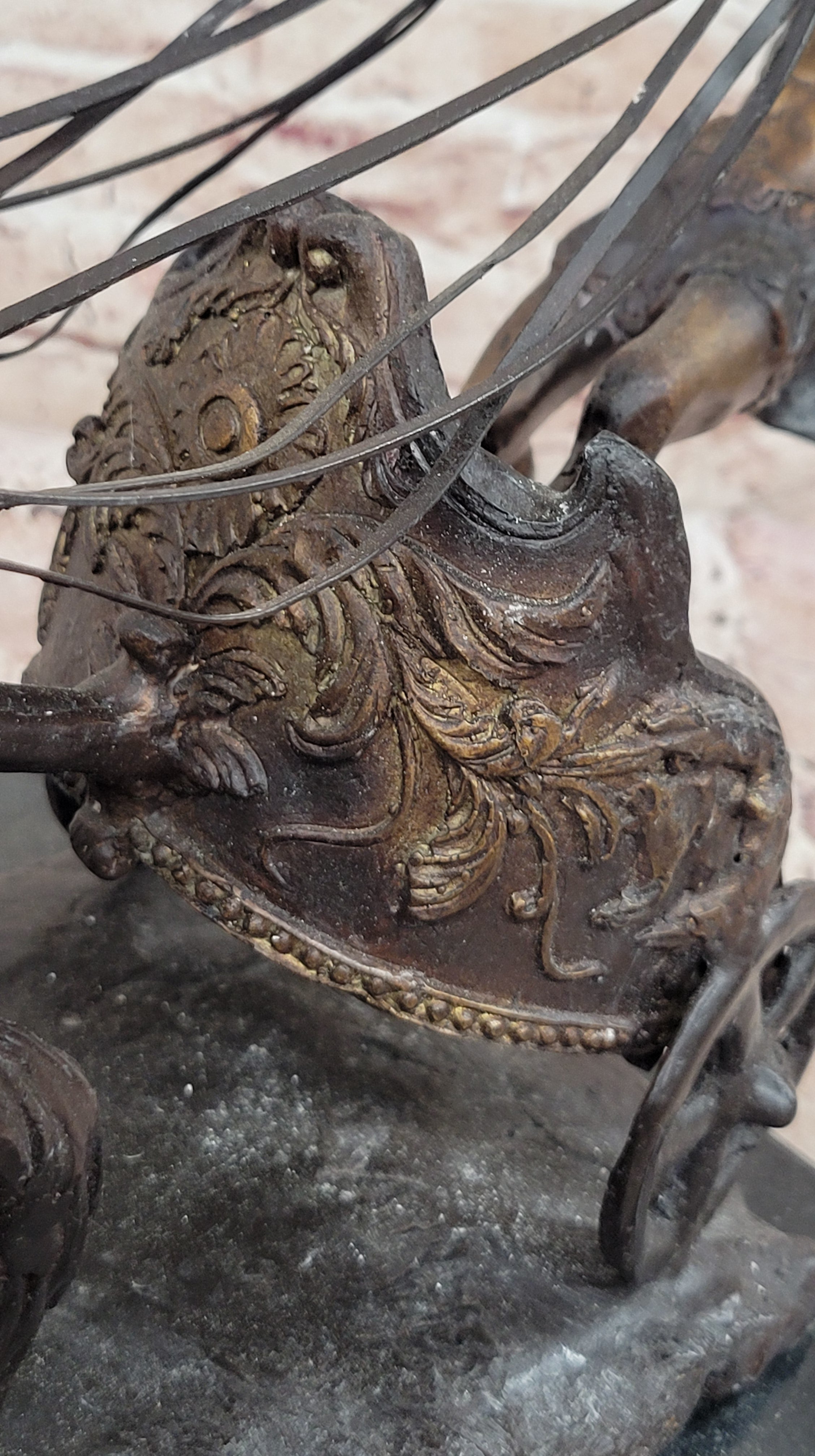 Real Bronze Sculpture Collector Edition Roman Chariot Collectible Statue Decor