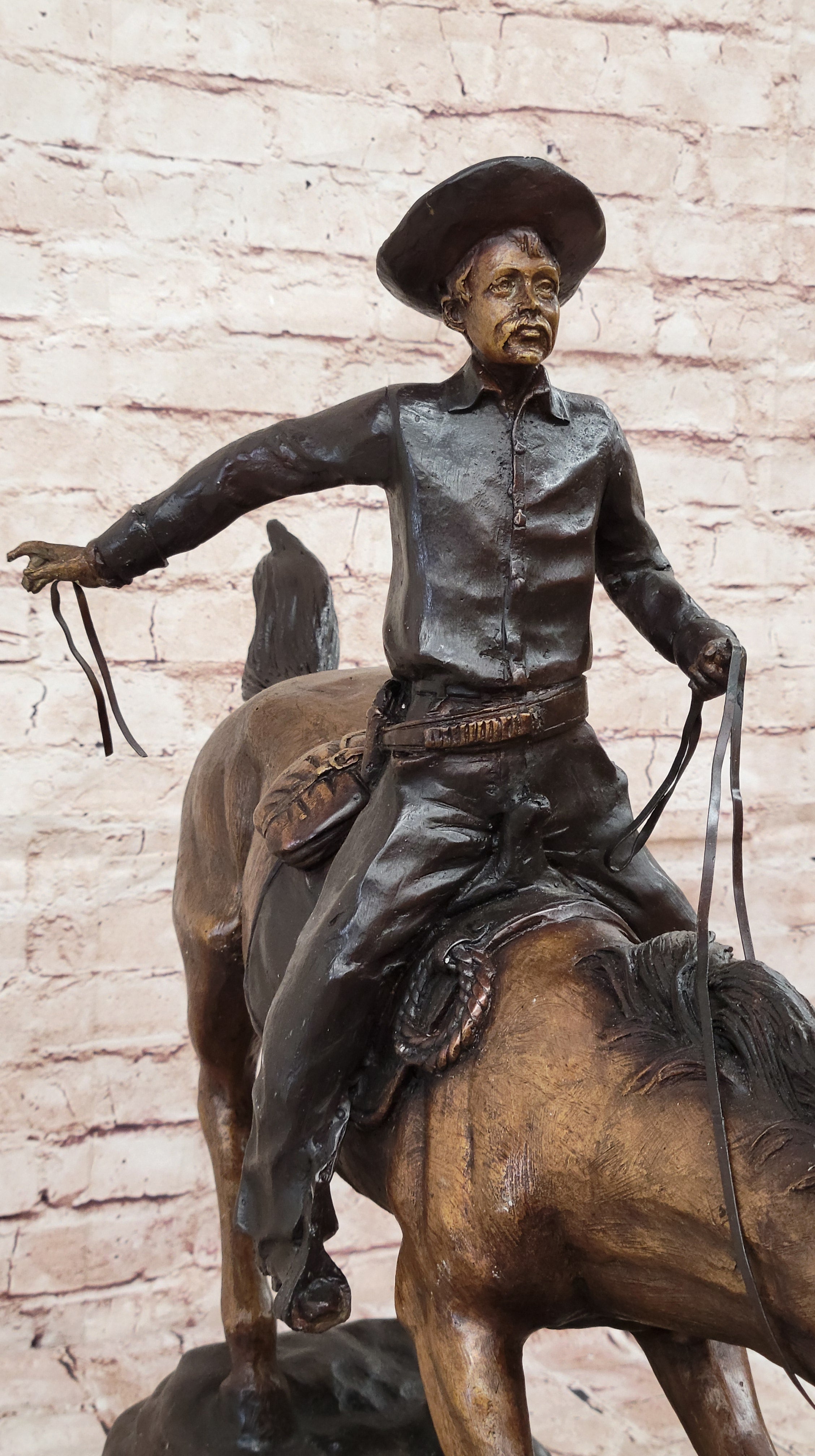 Remington Bronze Metal Arizona Cowboy Country Western Wild West Sculpture Statue