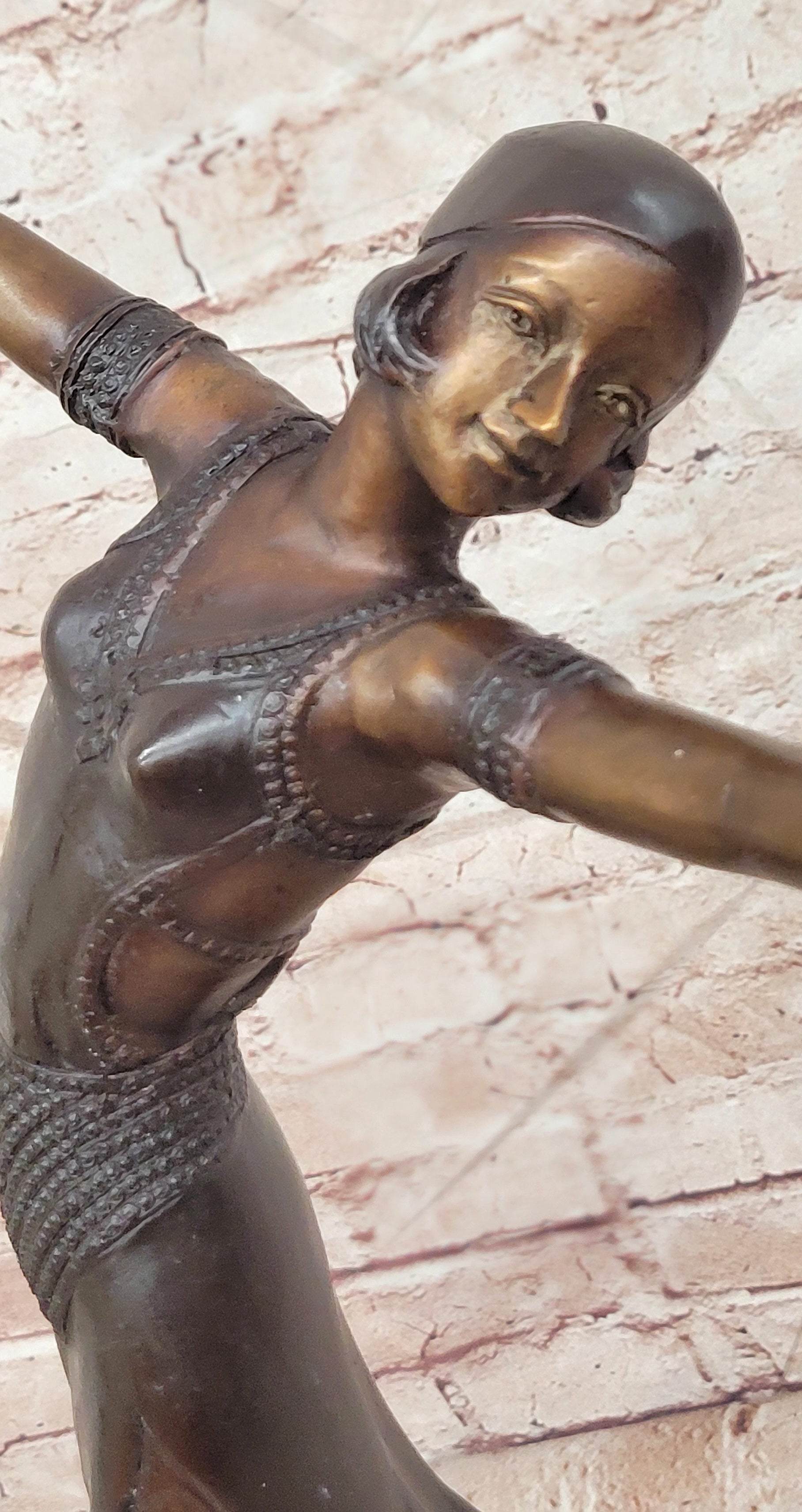 Bronze Art Deco Dancer Statue After Chiparus Elegant Collectible Artwork Decor