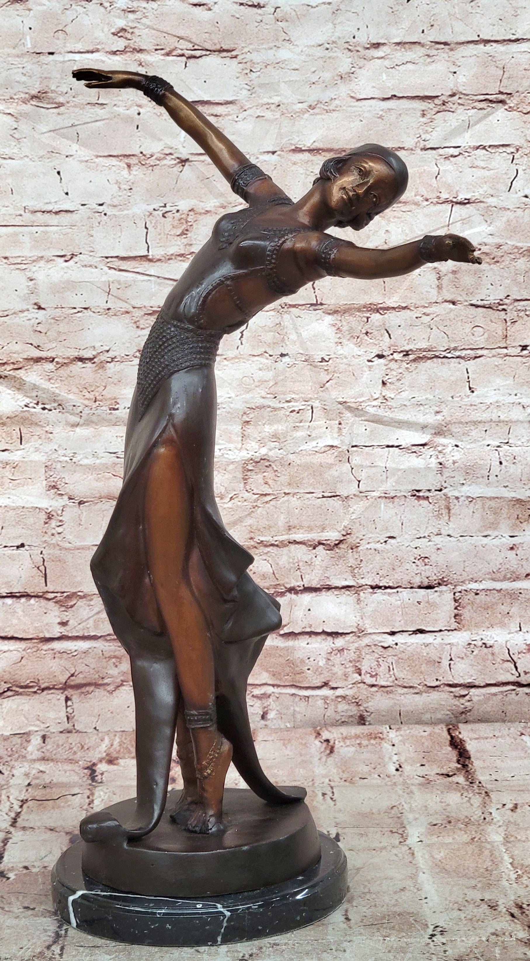 Bronze Art Deco Dancer Statue After Chiparus Elegant Collectible Artwork Decor