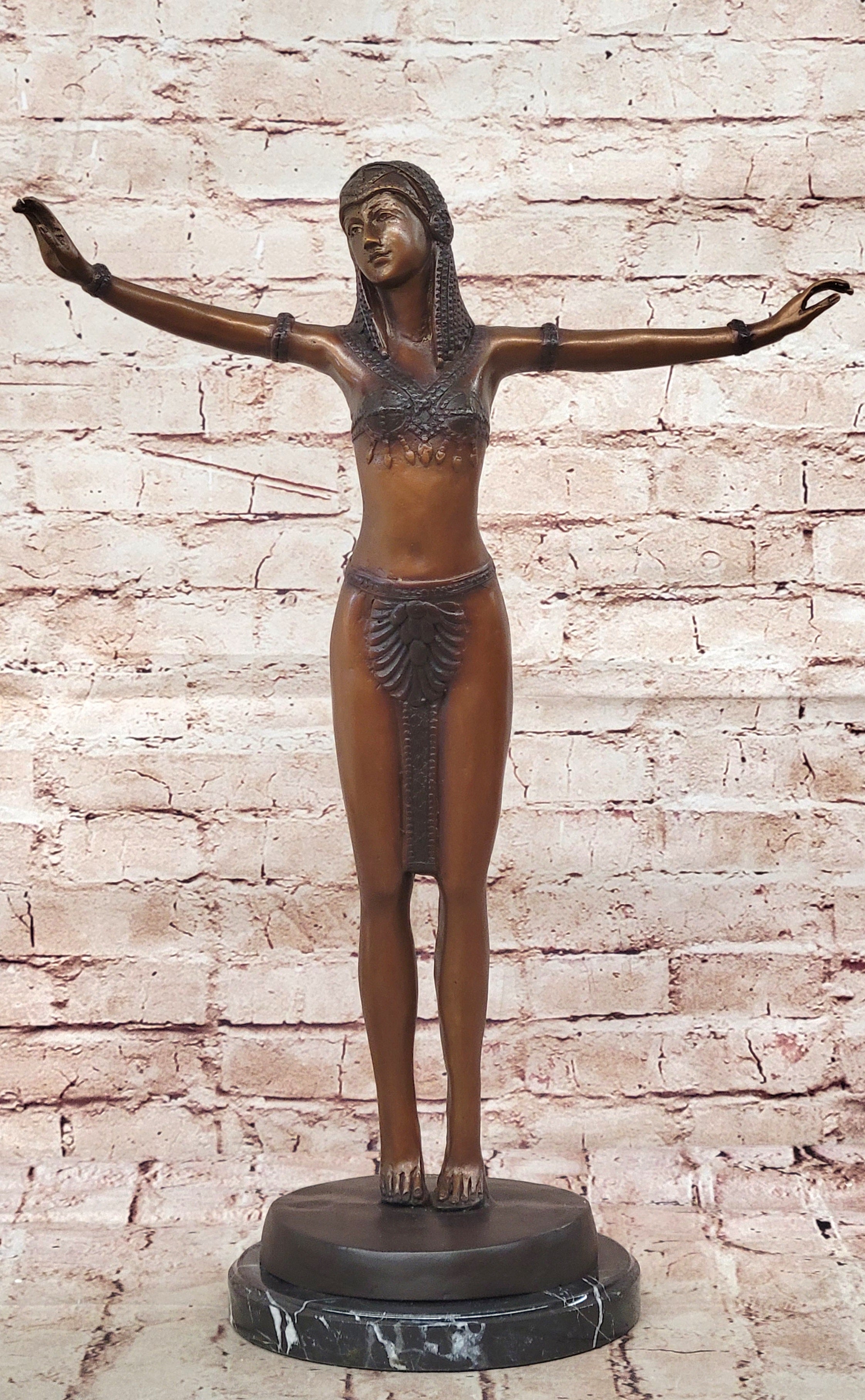 Genuine Bronze Art Deco Dancer Statue Sculpture by Chiparus Collector Figurine