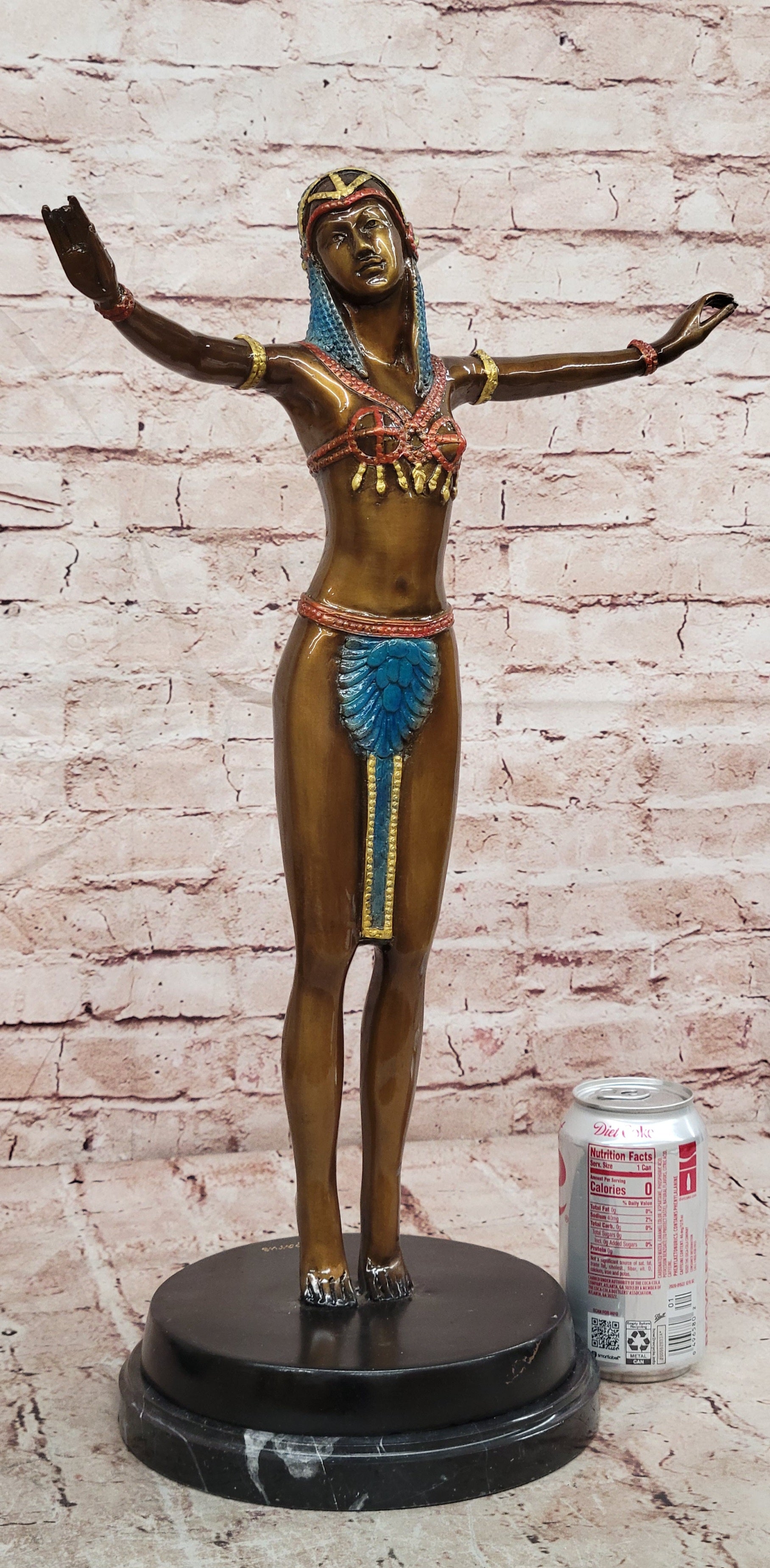 Tall Art Deco Sculpture Female Dancer on Marble Nude- Chiparus - Bronze Statue