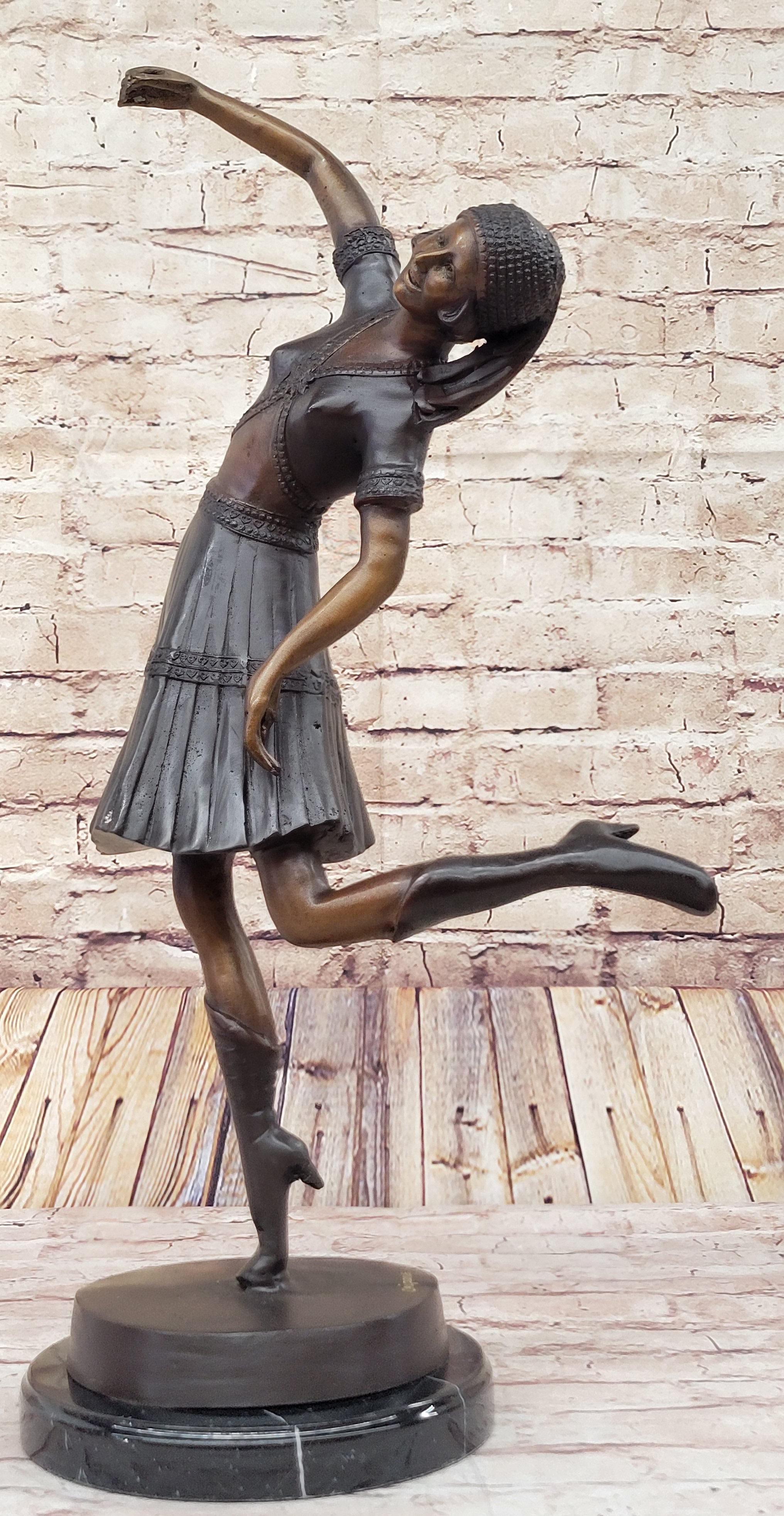 Young Lady Dancer Handcrafted Marble Bronze Sculpture Statue Figurine Gift Art