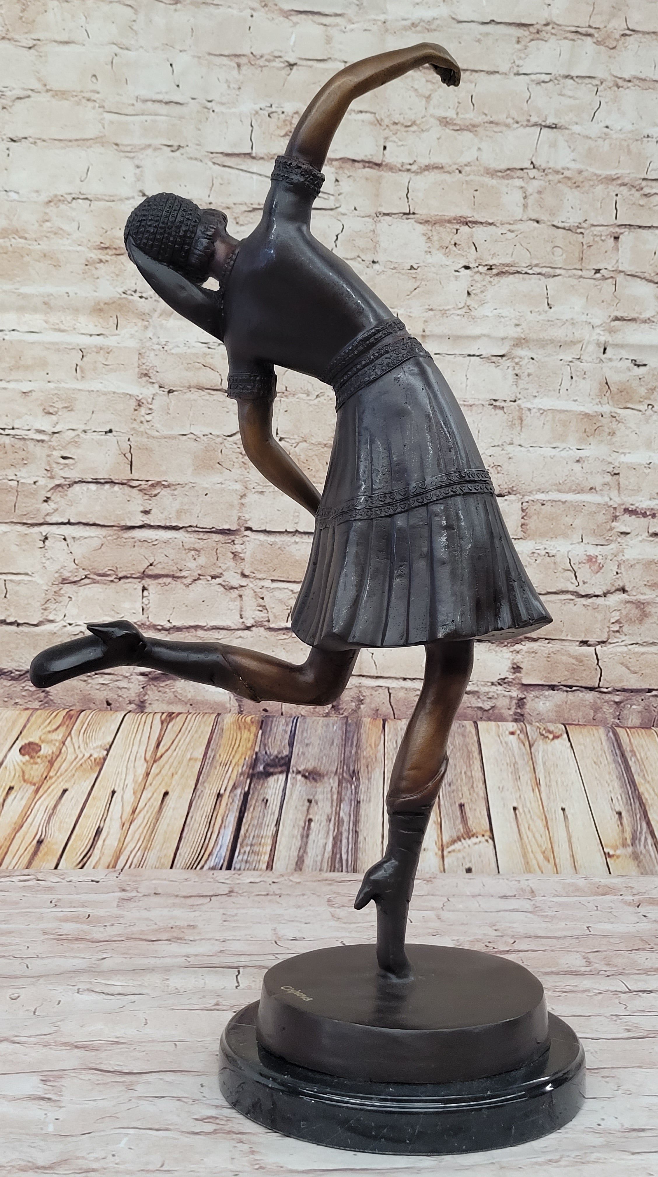 Young Lady Dancer Handcrafted Marble Bronze Sculpture Statue Figurine Gift Art