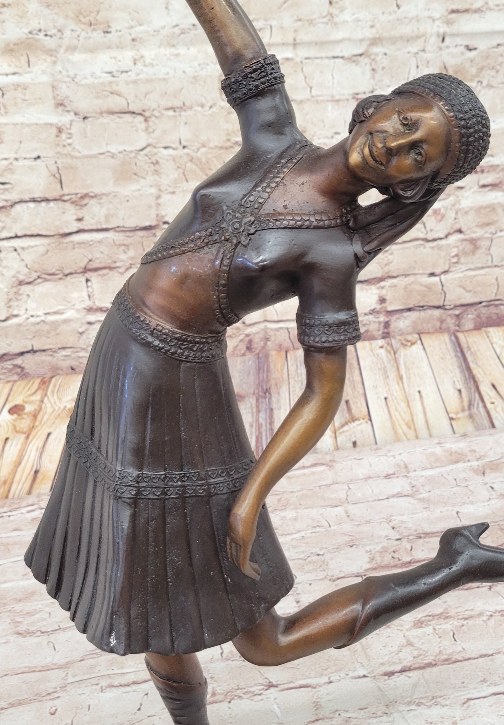 Young Lady Dancer Handcrafted Marble Bronze Sculpture Statue Figurine Gift Art
