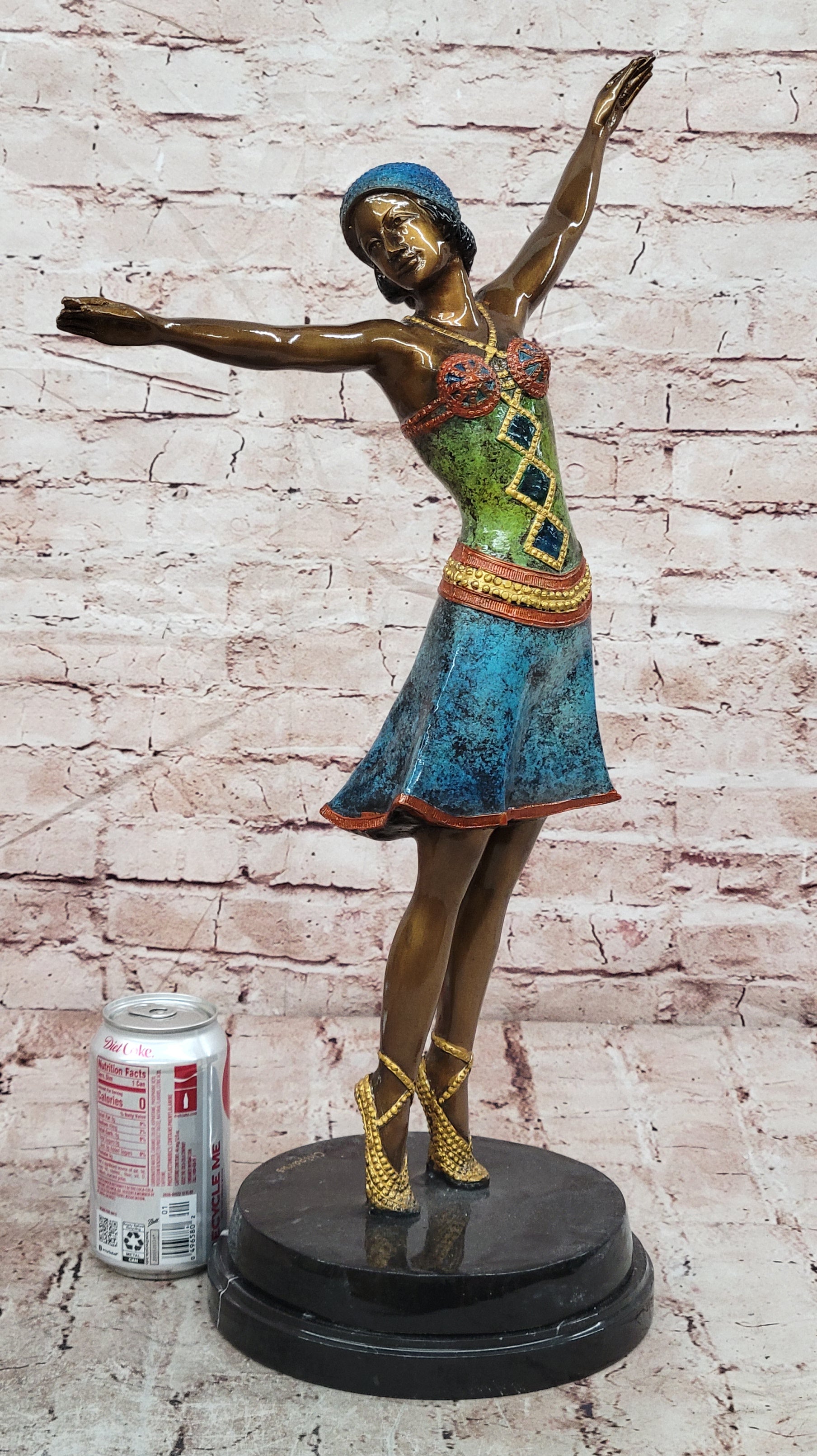 Signed D.H.Chiparus, Bronze Statue Decor Long Skirt Girl Bronze Sculpture Gift 