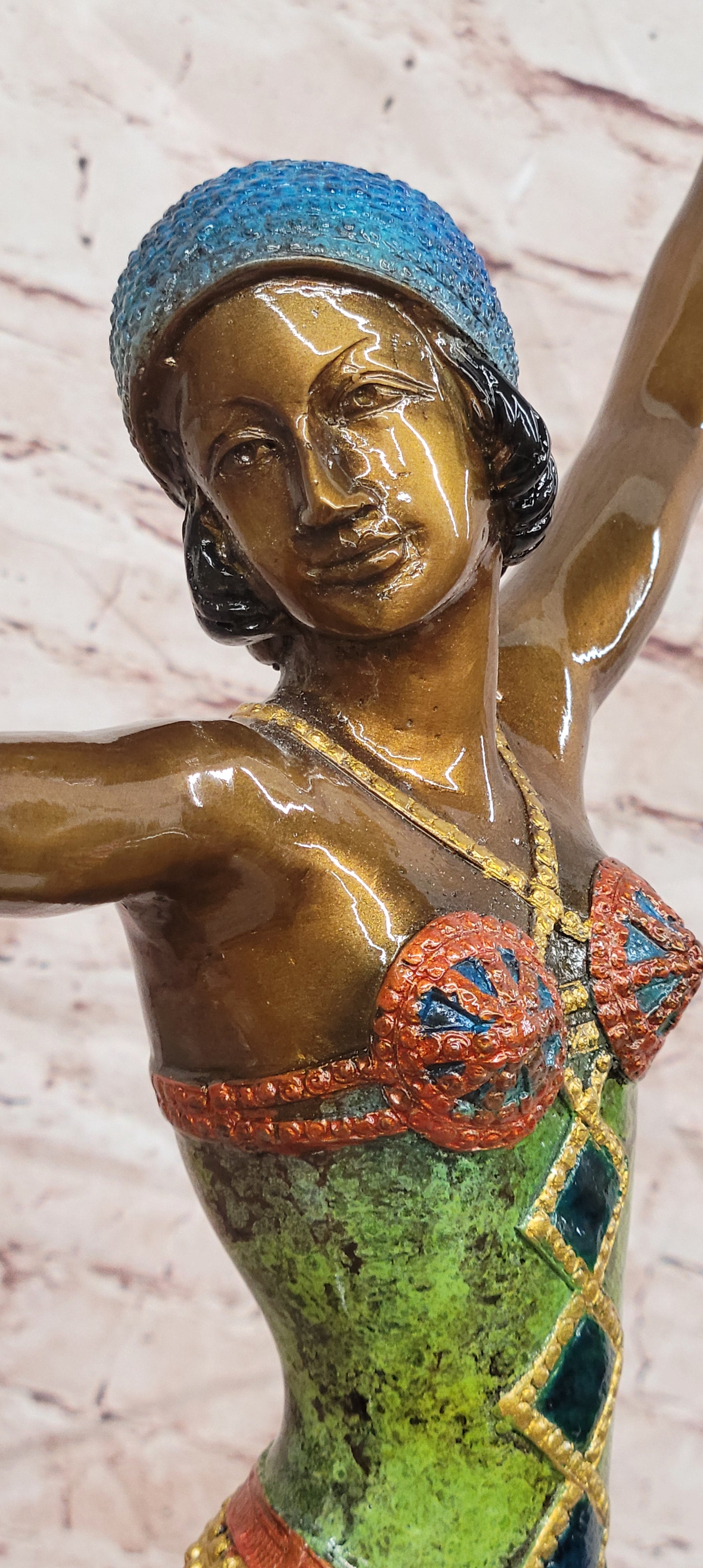 Signed D.H.Chiparus, Bronze Statue Decor Long Skirt Girl Bronze Sculpture Gift 