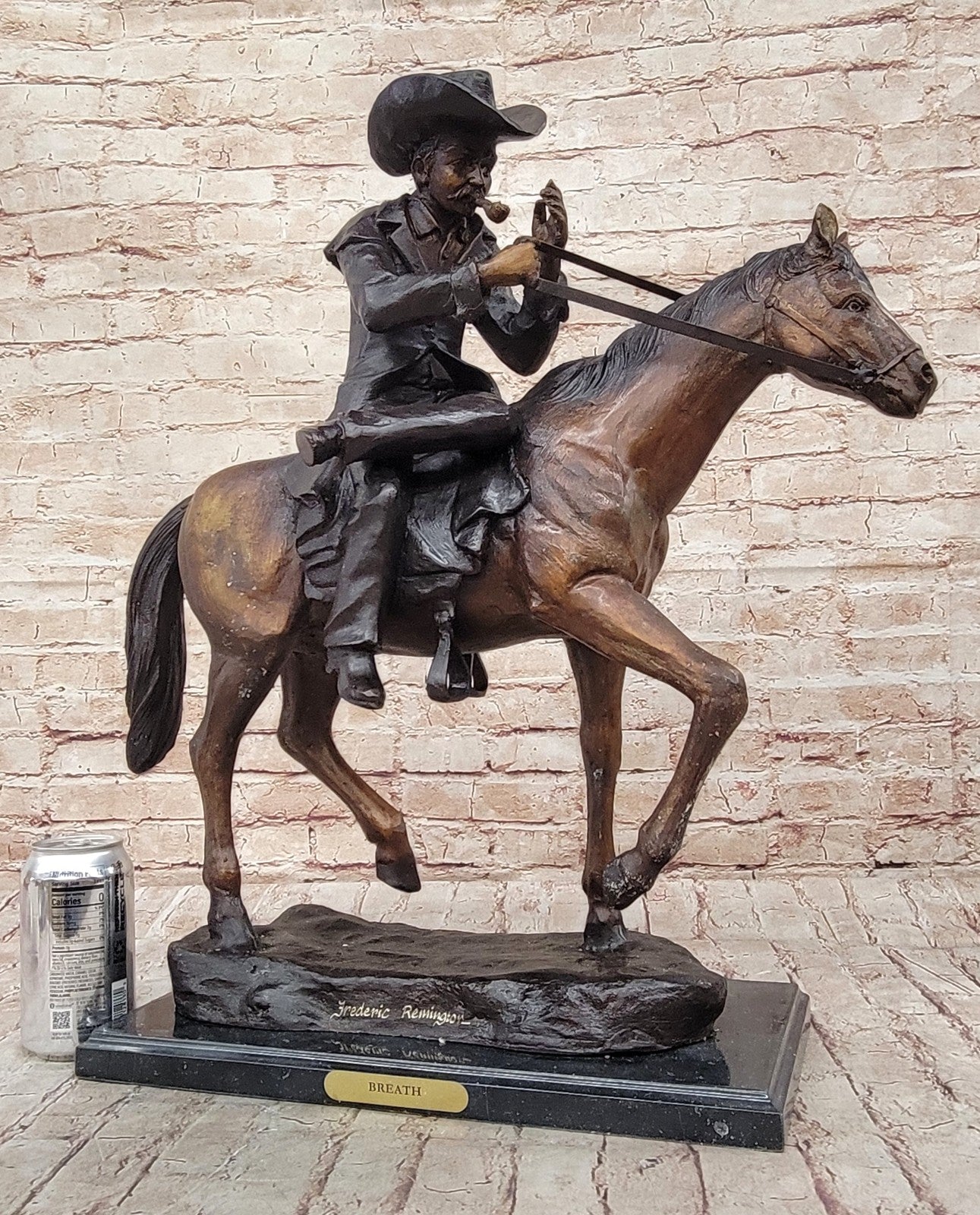 Handcrafted bronze sculpture SALE Smoking Horse Cowboy by Remington Artwork