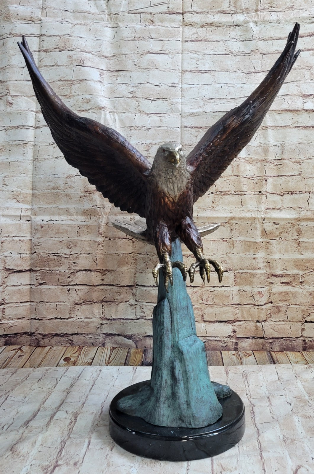 Perched Bird of Prey Bronze Statue Sculpture ornithology Eagle Hawk Falcon Decor