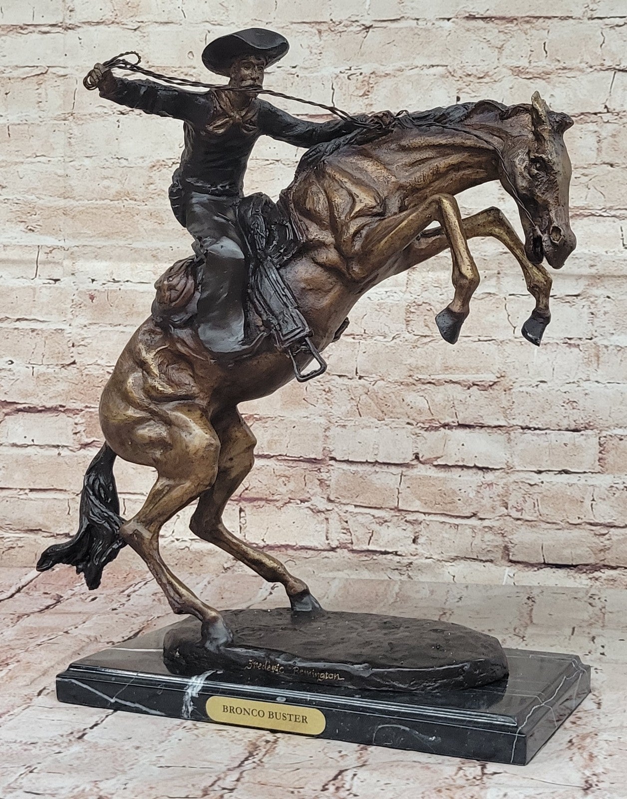 Bronco Buster Solid Bronze Collectible Sculpture Statue by F. Remington 18" Sale