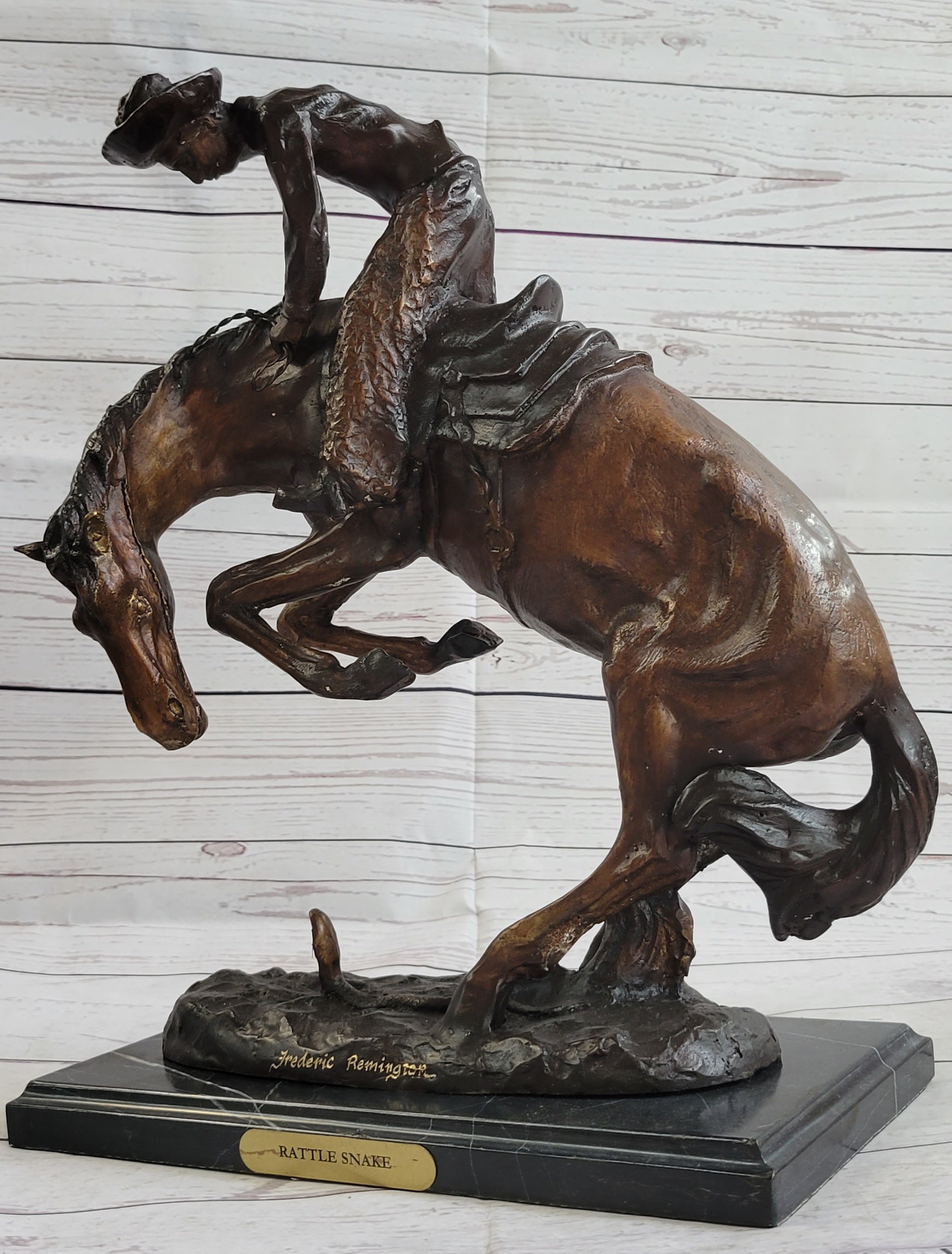Collectible Art bronze sculpture Remington "Rattle Snake" Signed Remington Sale