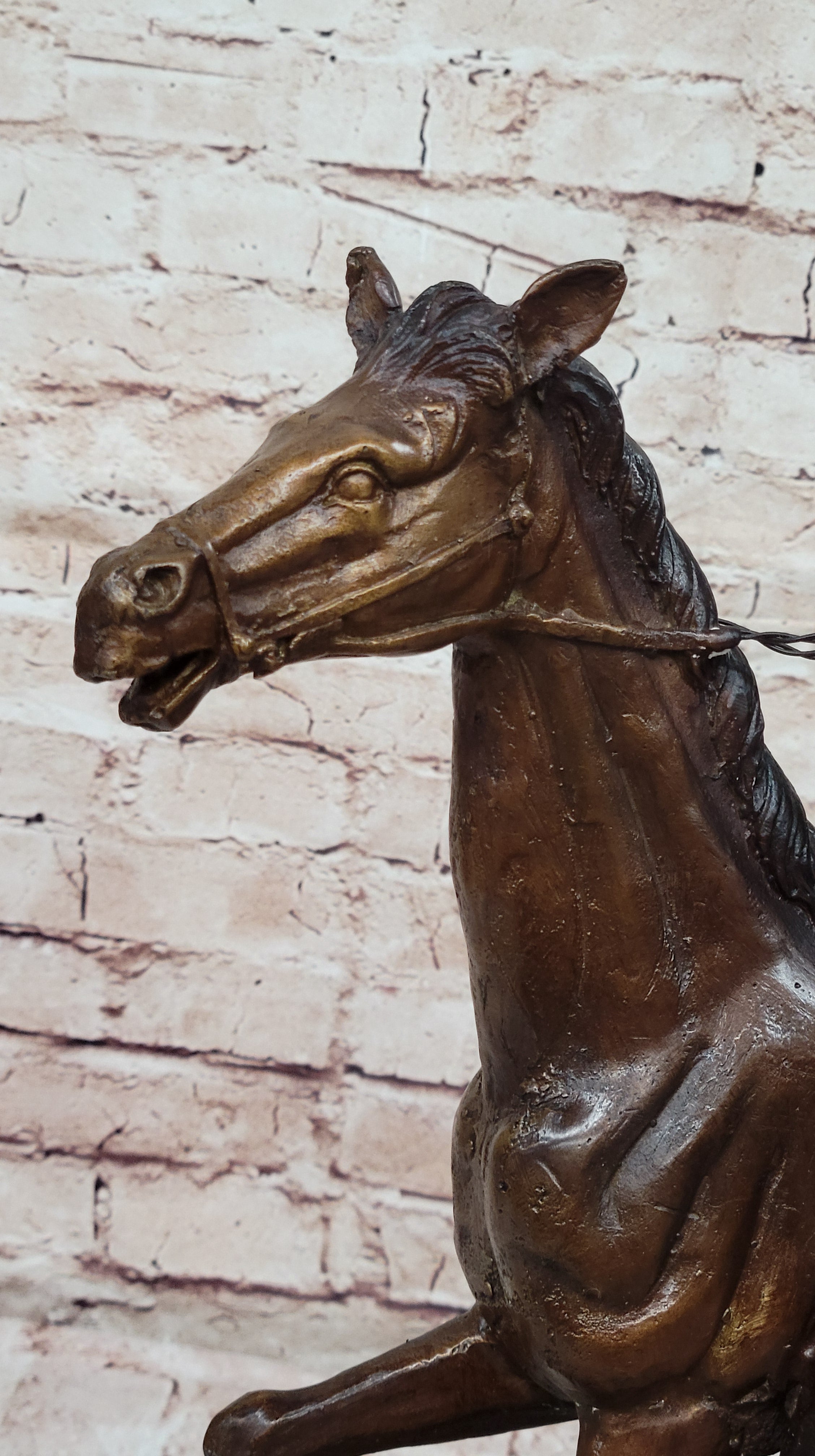 Cowboy On His Running Horse Handmade Bronze Statue Figure Gift Home Decor Art NR