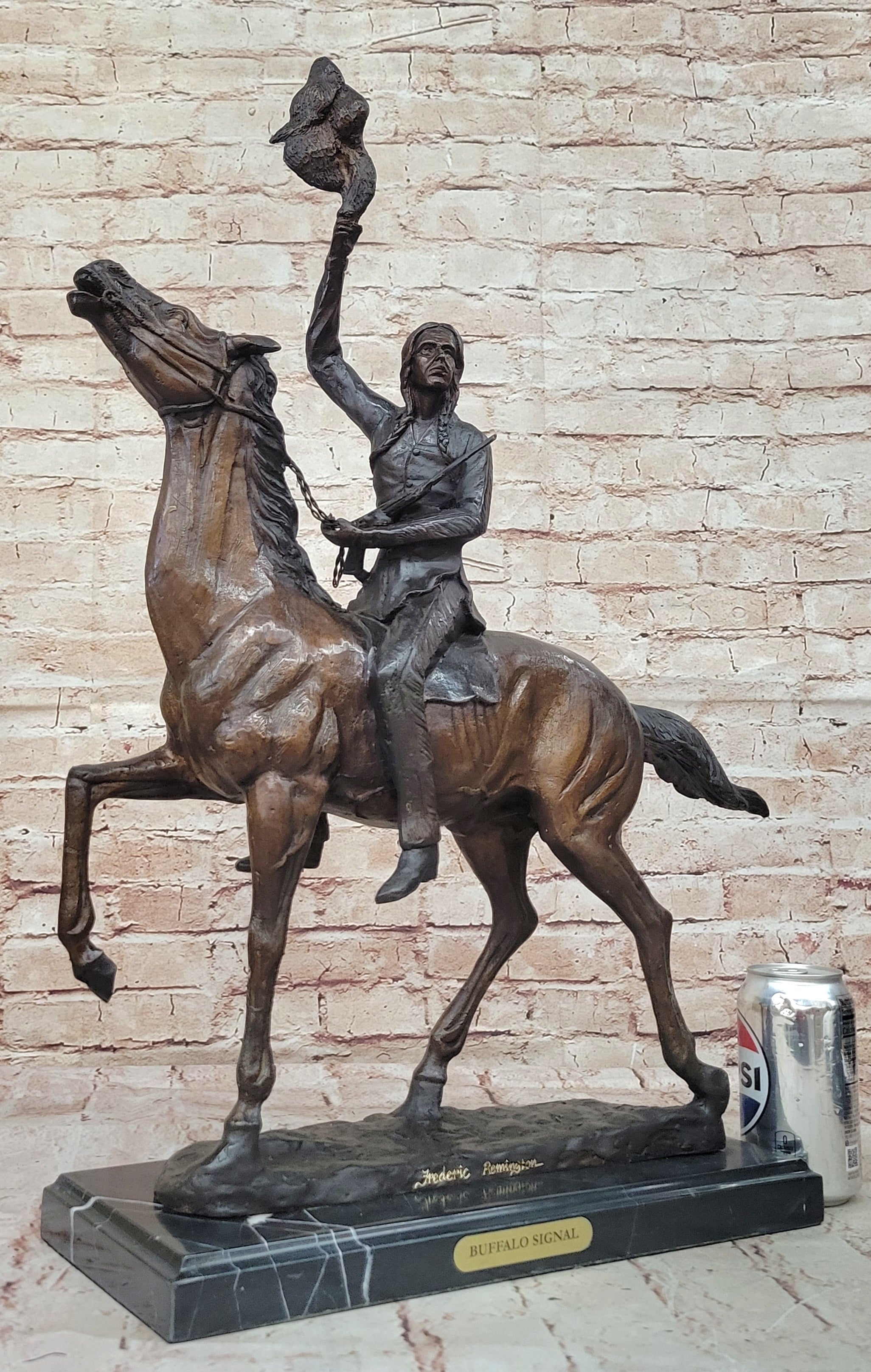 Rare Sculpture Buffalo Signal- By Frederic Remington- Reissue Lot 2650 Hand Made