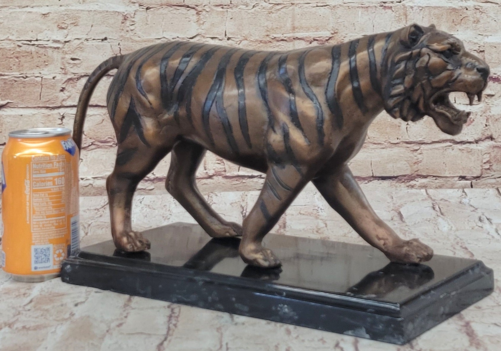 Handcrafted Detailed Indian Tiger Bronze Sculpture Figurine Figure Home Decor