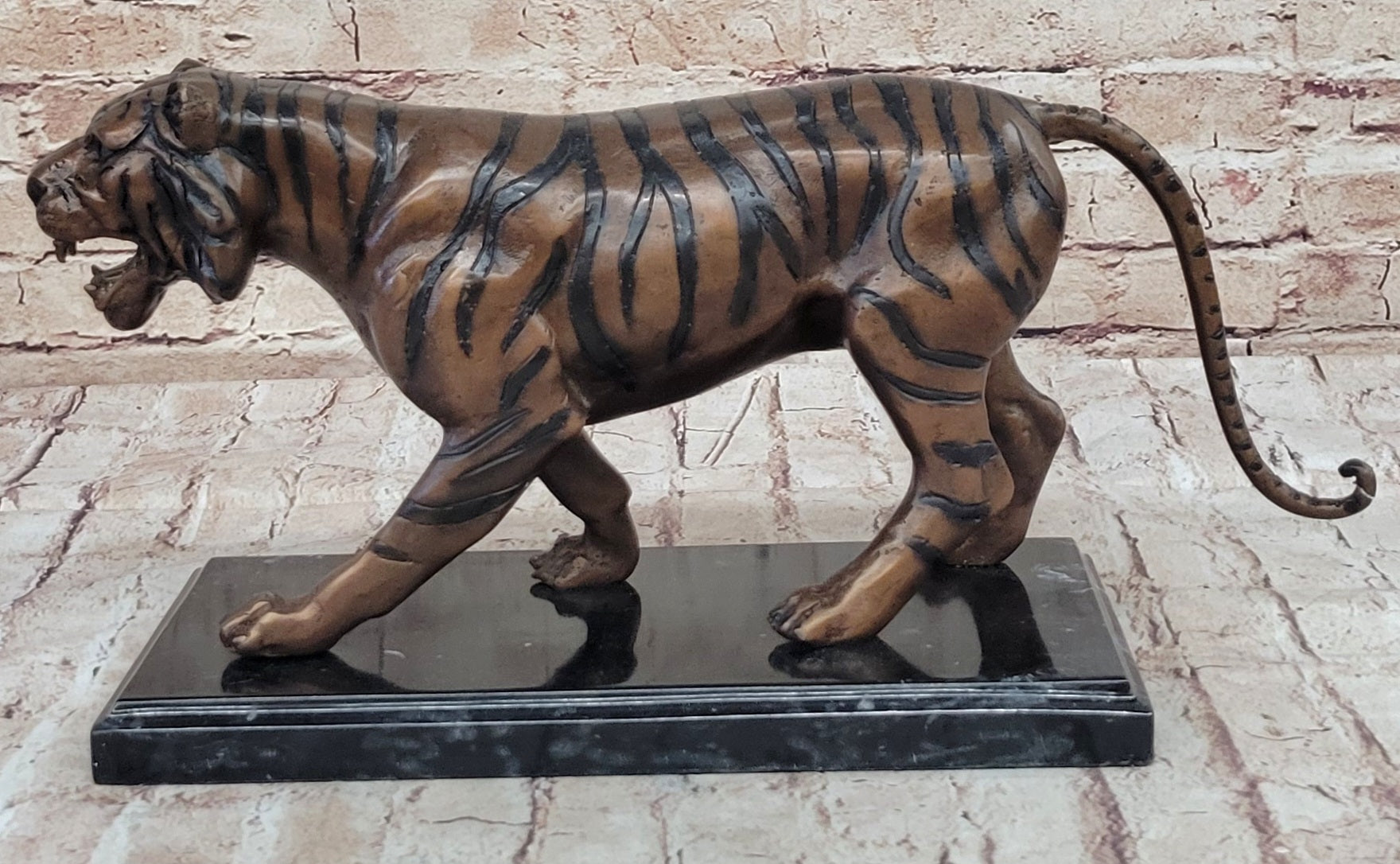 Handcrafted Detailed Indian Tiger Bronze Sculpture Figurine Figure Home Decor