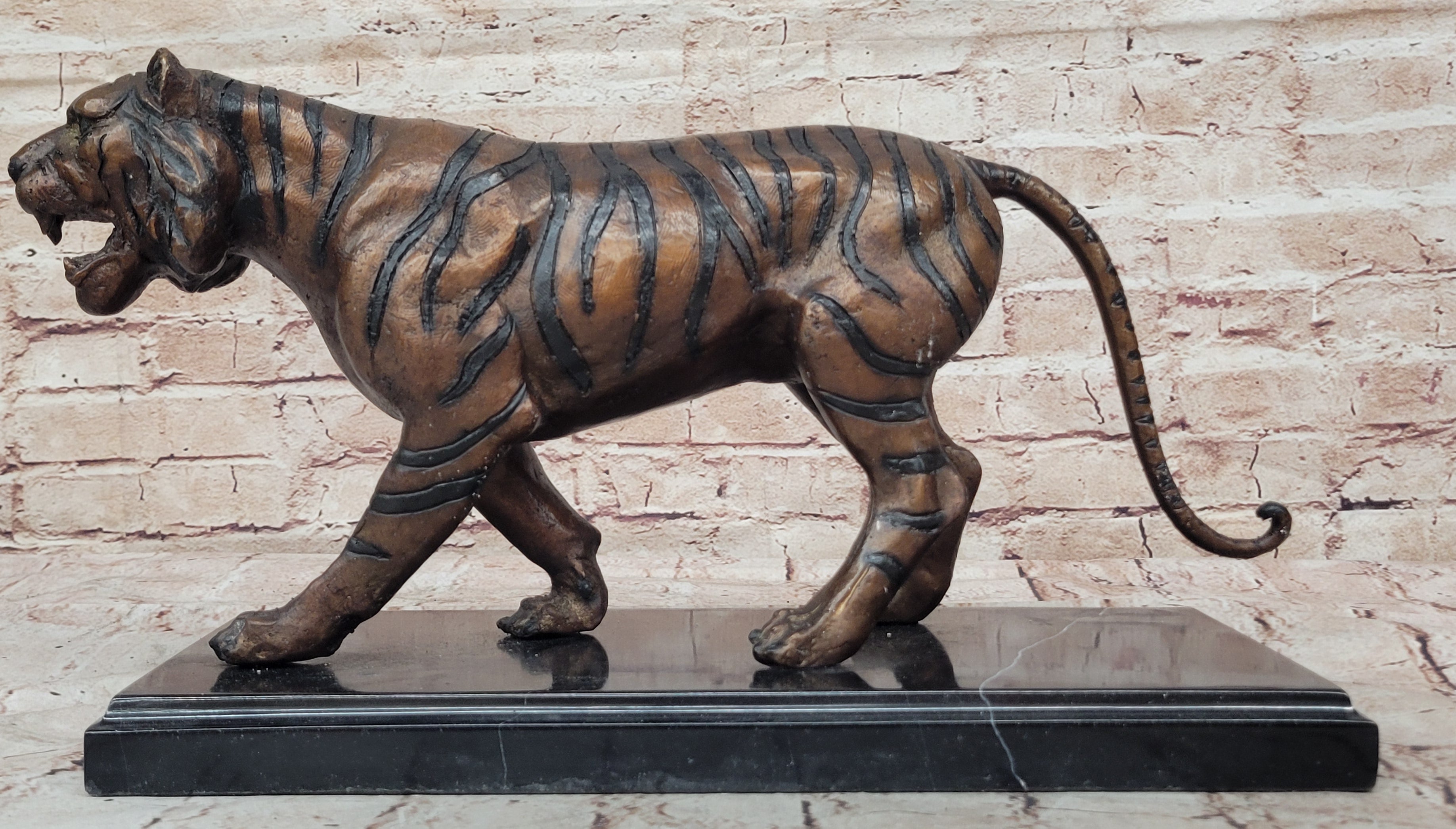 Handcrafted Detailed Indian Tiger Bronze Sculpture Figurine Figure Home Decor