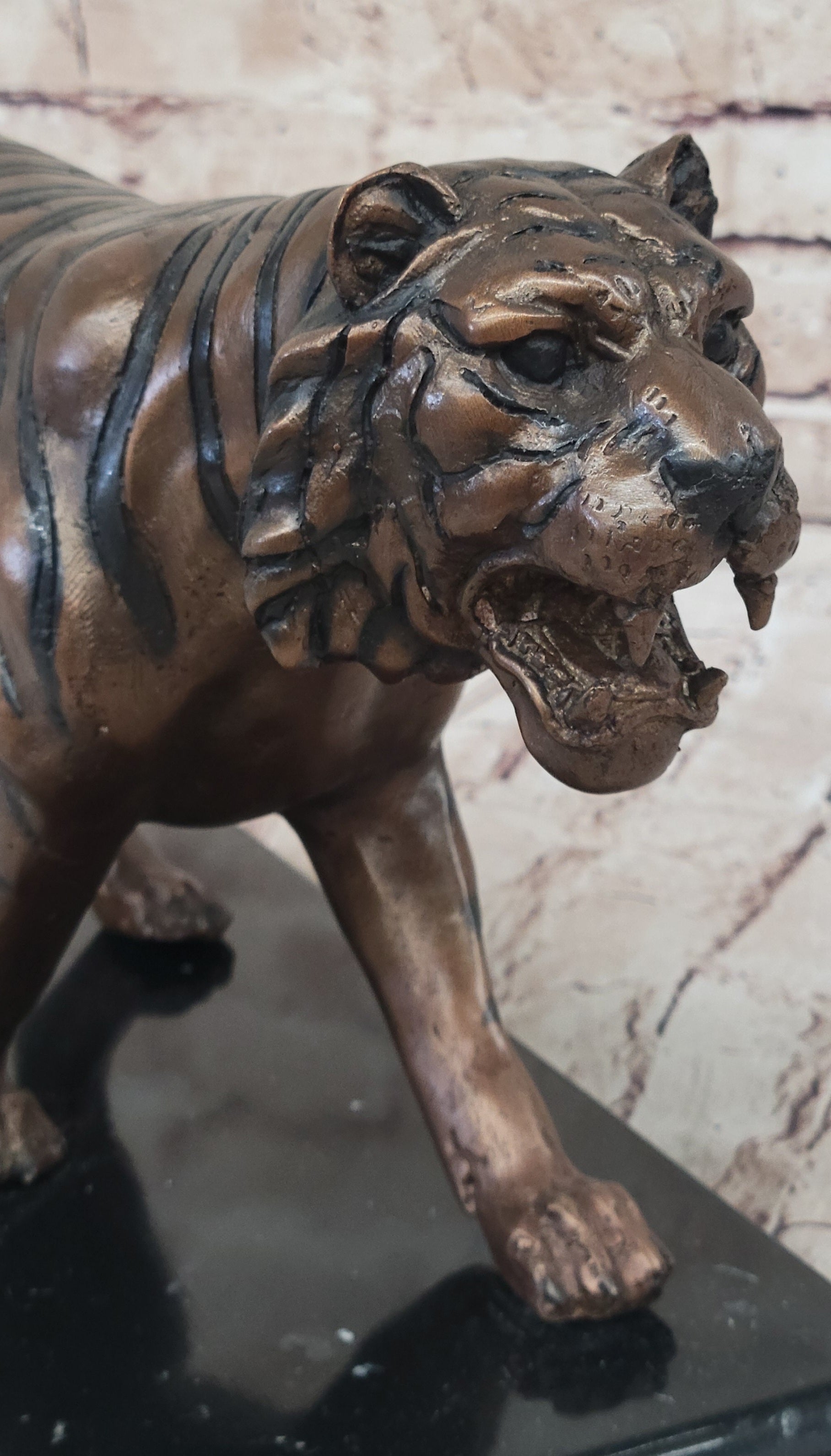 Handcrafted Detailed Indian Tiger Bronze Sculpture Figurine Figure Home Decor