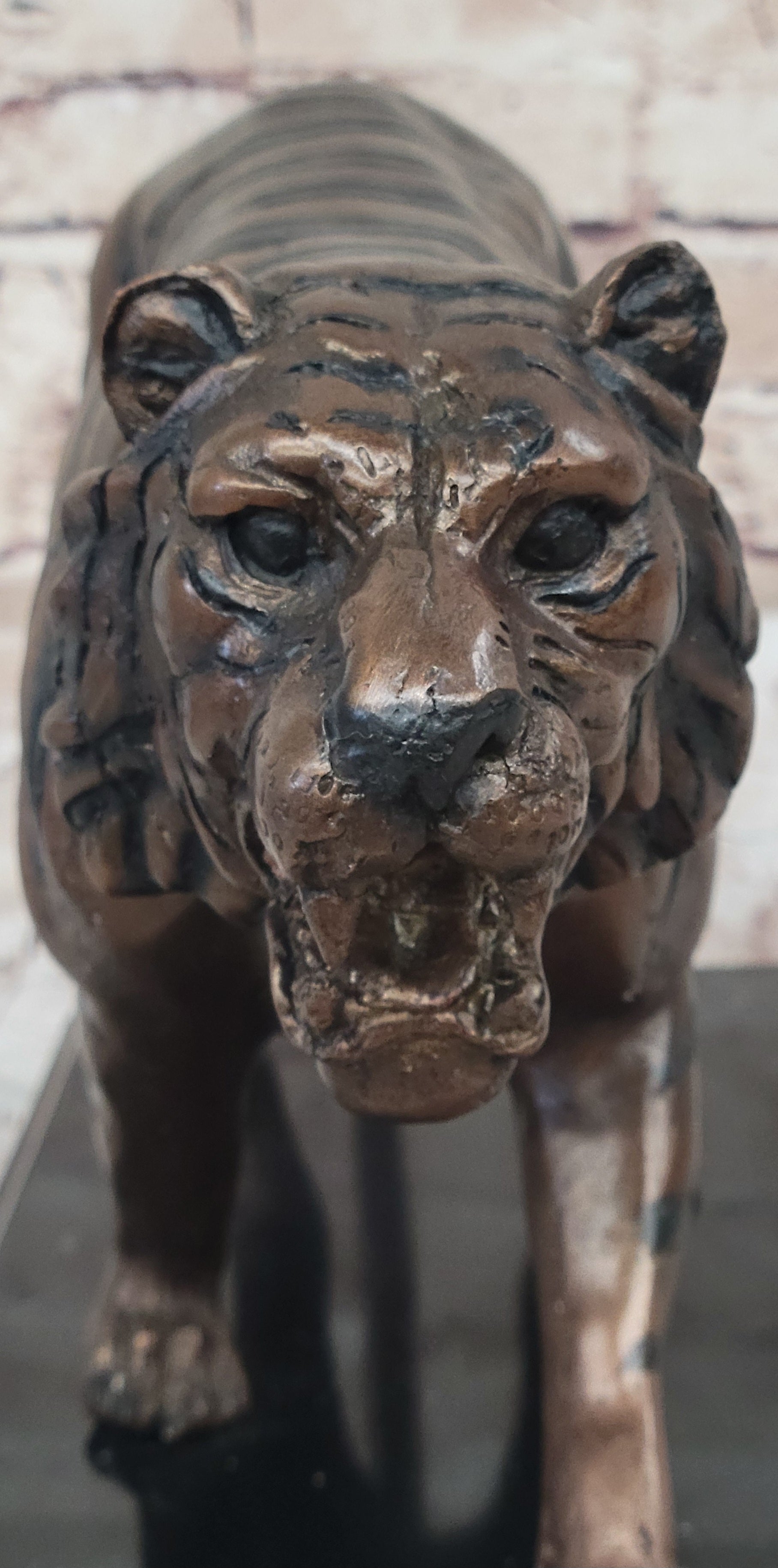 Handcrafted Detailed Indian Tiger Bronze Sculpture Figurine Figure Home Decor