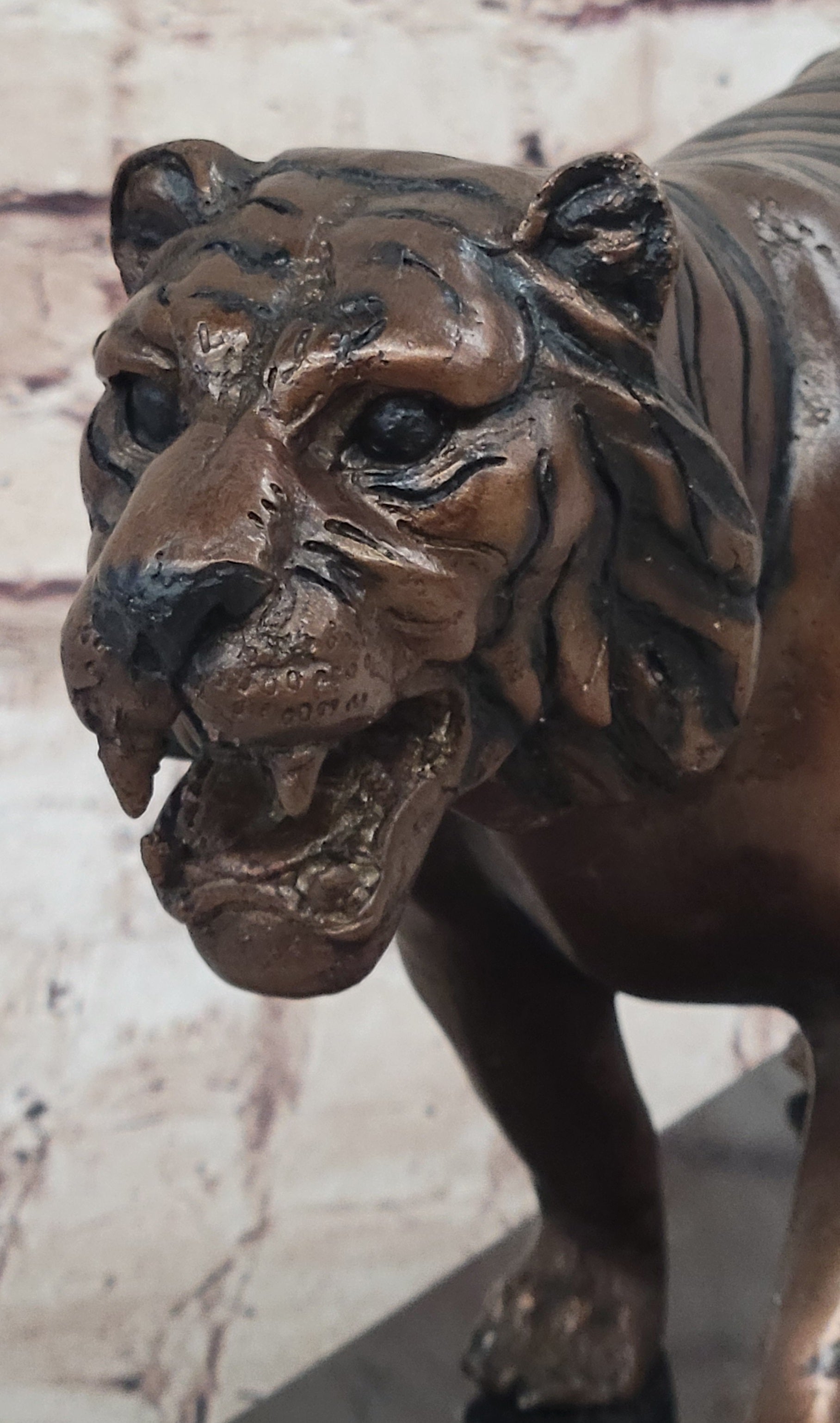Handcrafted Detailed Indian Tiger Bronze Sculpture Figurine Figure Home Decor