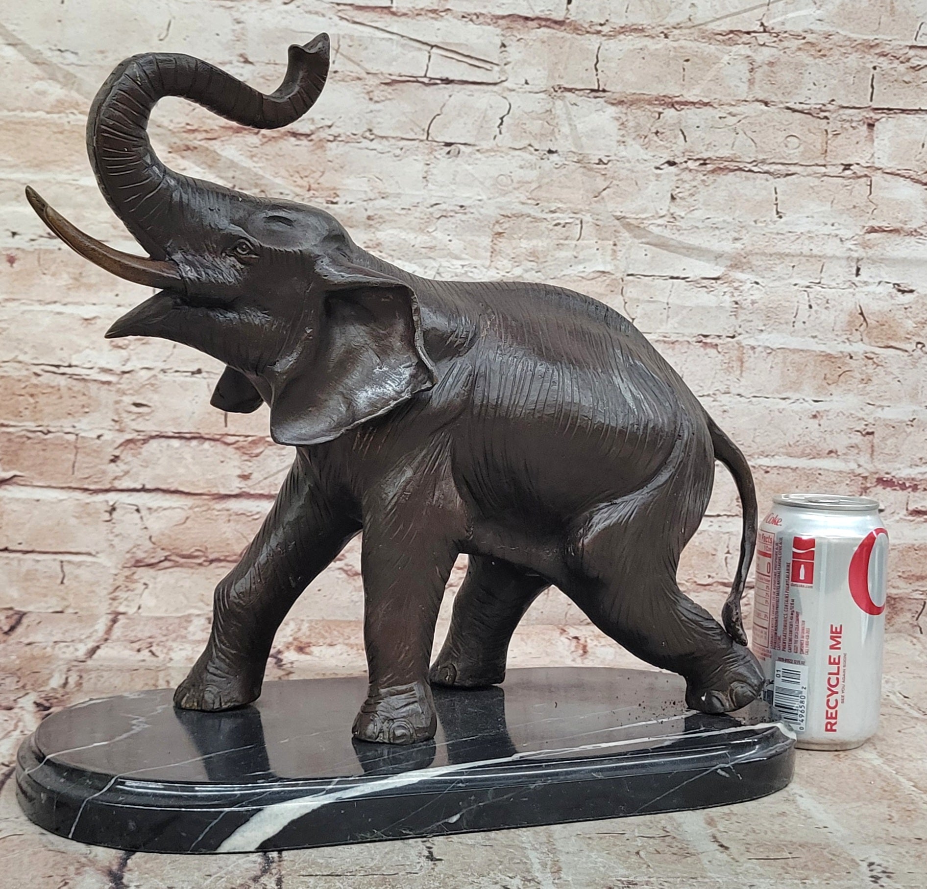 Art Deco Handcrafted Collectible Massive Elephant Bronze Sculpture Marble Statue