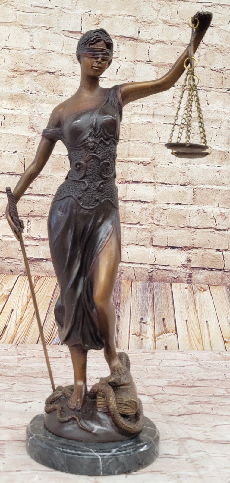 Hand Made Massive Blind Justice Law Office Decoration Bronze Sculpture Figure