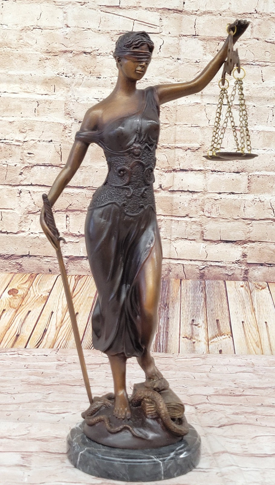 Hand Made Massive Blind Justice Law Office Decoration Bronze Sculpture Figure