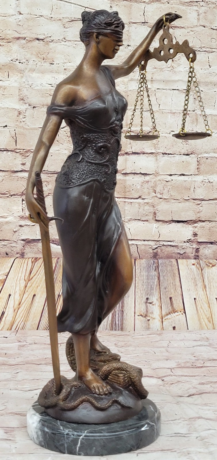 Hand Made Massive Blind Justice Law Office Decoration Bronze Sculpture Figure