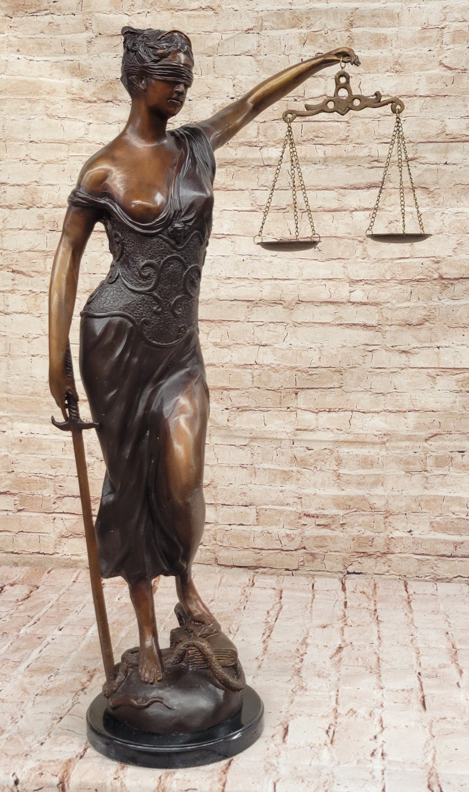 Ancient Greek Goddess Themis / Blind Lady Justice bronze/statue 91cm/36" Nude