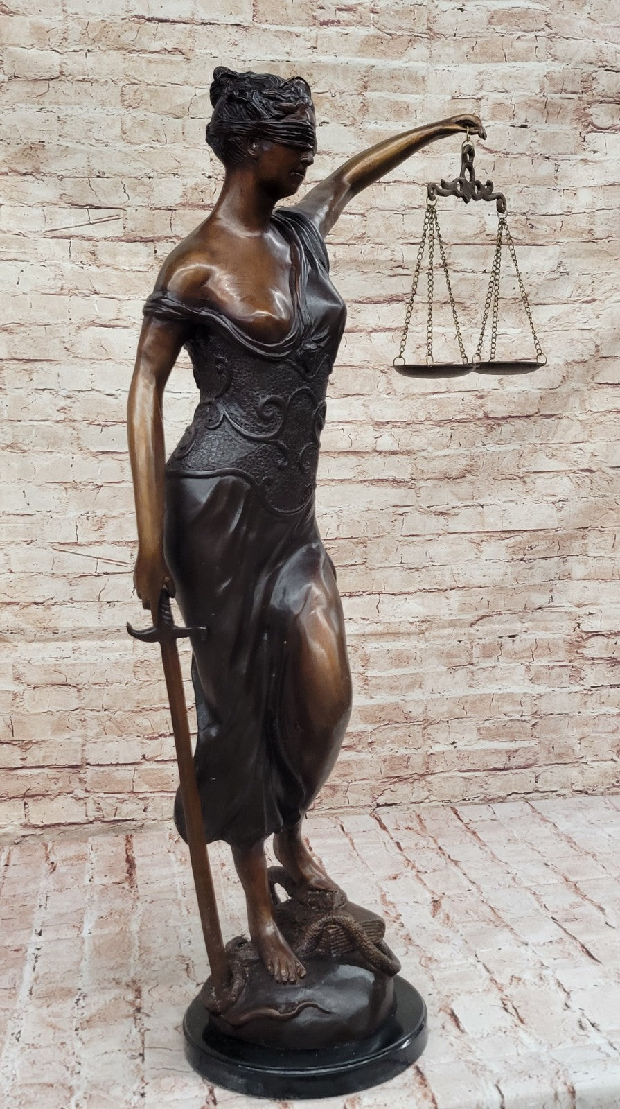 Ancient Greek Goddess Themis / Blind Lady Justice bronze/statue 91cm/36" Nude