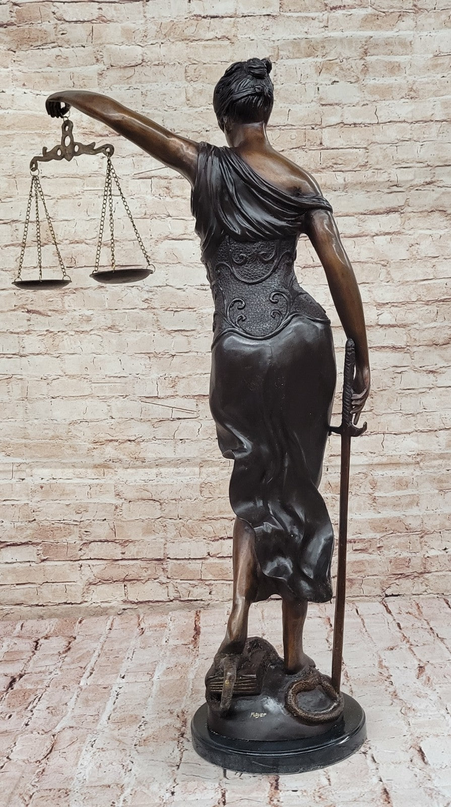 Ancient Greek Goddess Themis / Blind Lady Justice bronze/statue 91cm/36" Nude