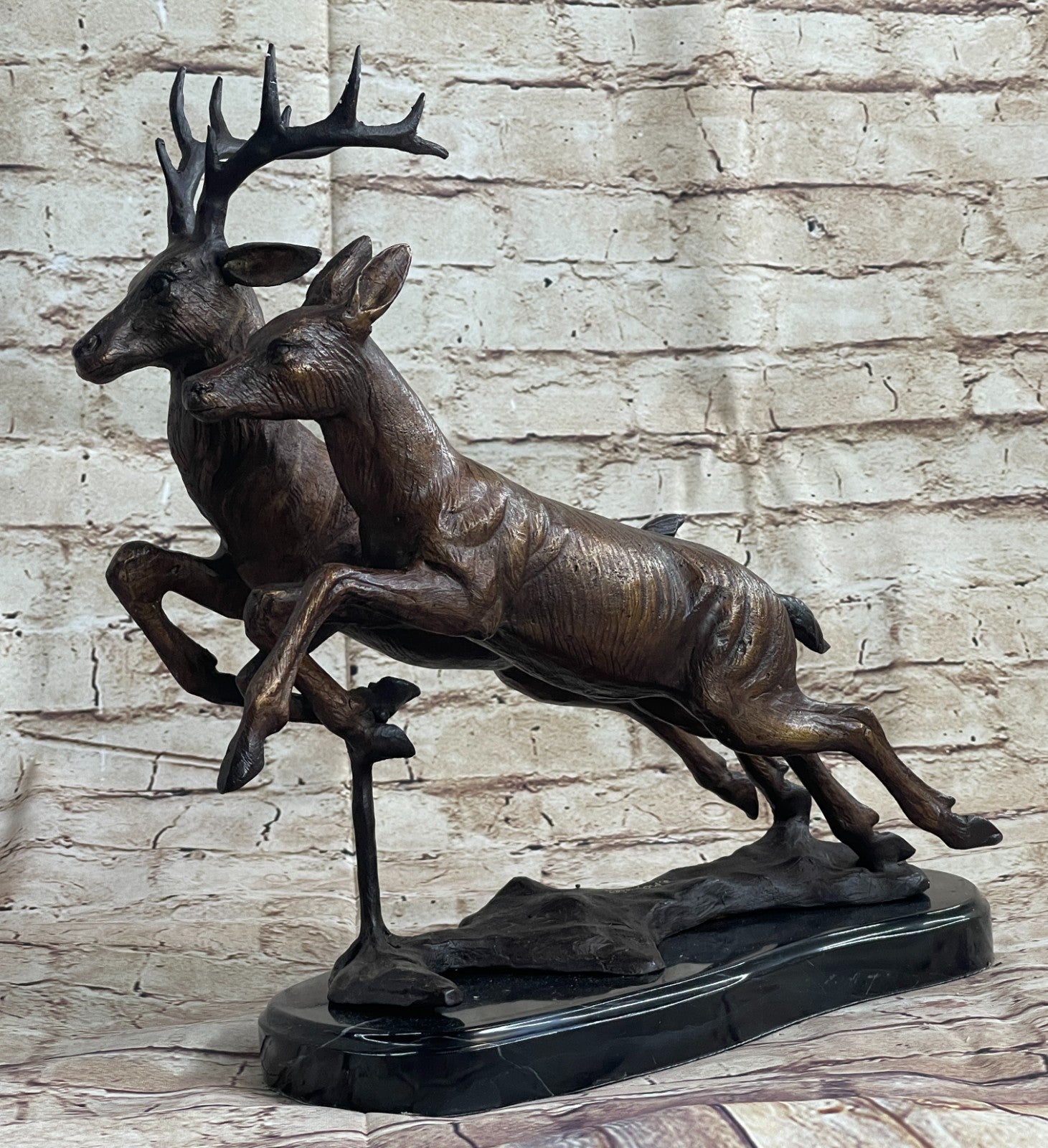 The Running Stags after Jules Moigniez lost wax Method Artwork Decor