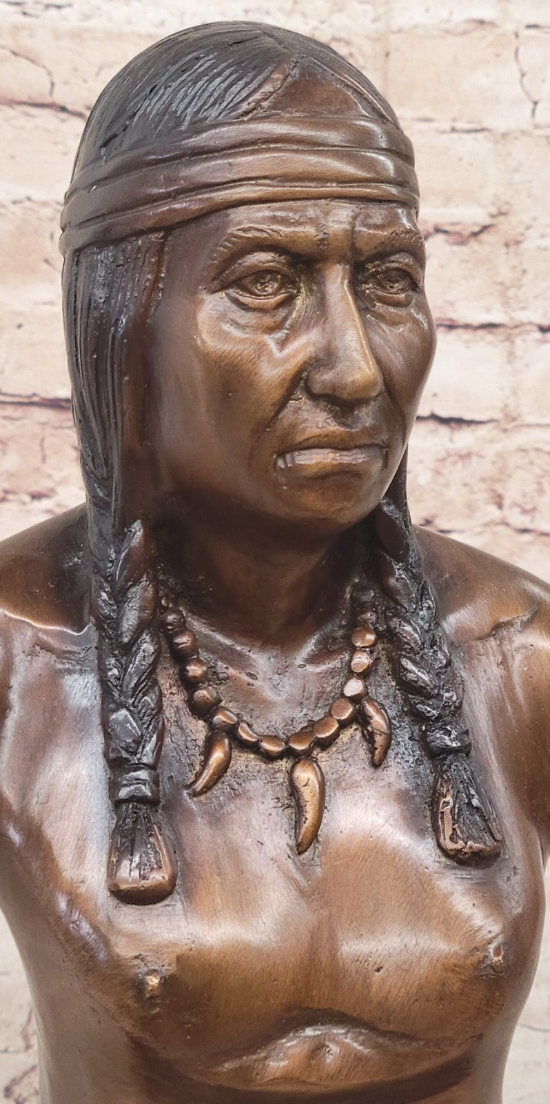 Handcrafted bronze sculpture SALE Art Bust Chief Warrior Indian American Native