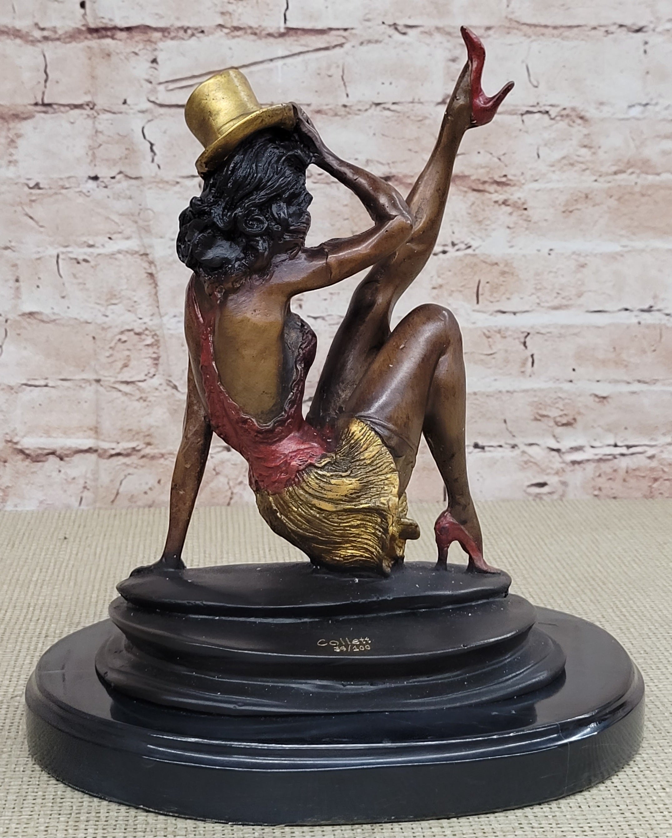SIGNED COLLETT ART DECO JAZZ DANCER BRONZE STATUE HOT CAST HOME OFFICE FIGURINE