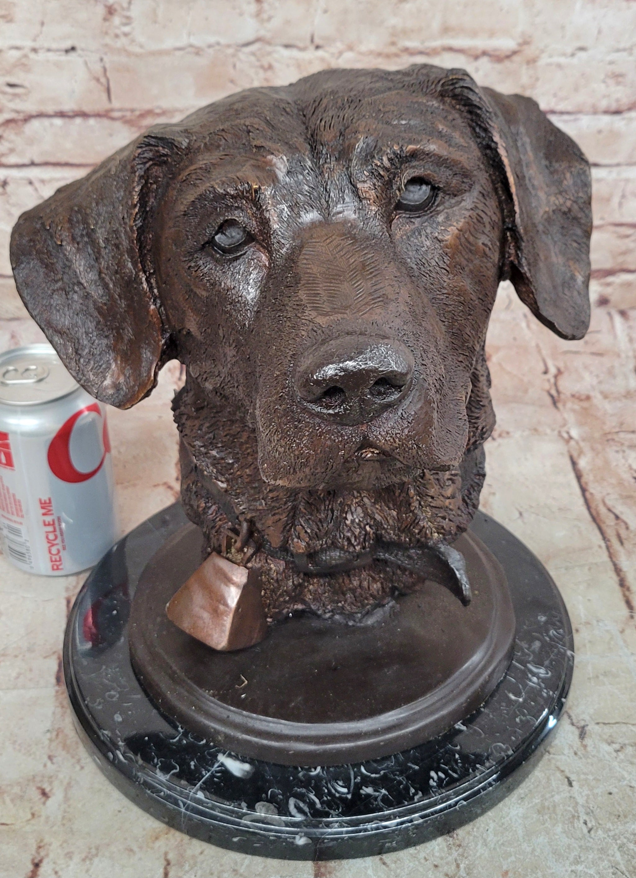 Collectible Bronze Sculpture Golden Retriever Handcrafted Bust Home Decor Figure