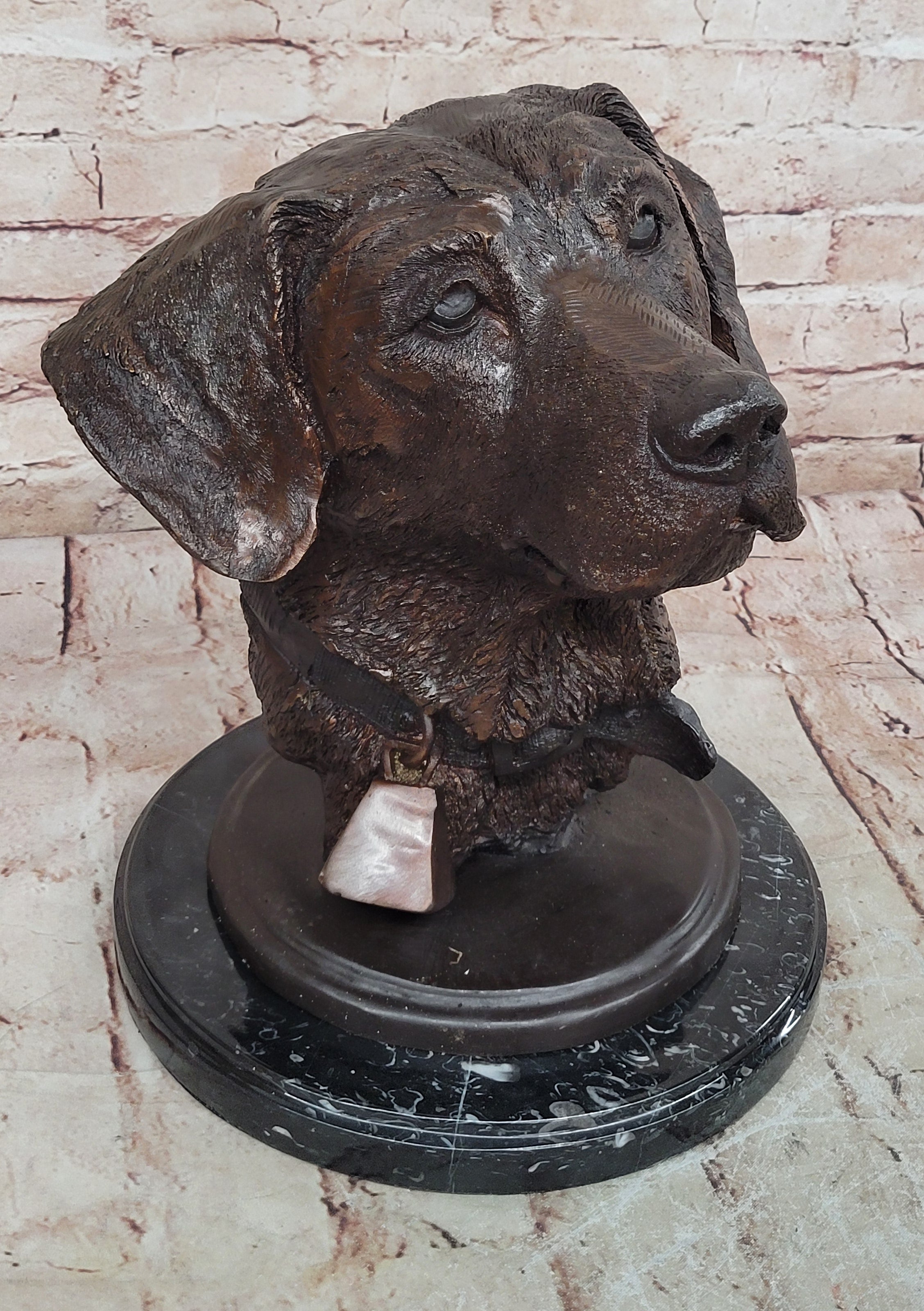 Collectible Bronze Sculpture Golden Retriever Handcrafted Bust Home Decor Figure