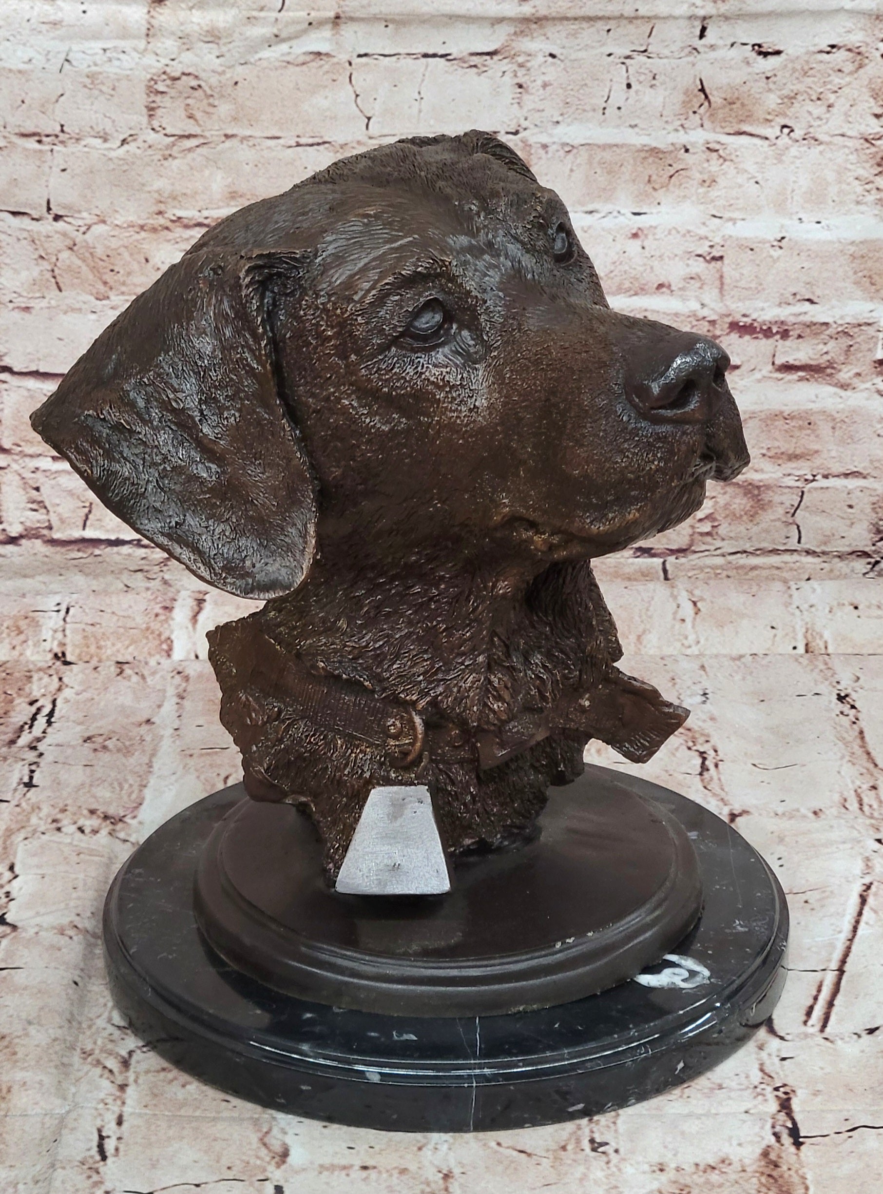 Collectible Bronze Sculpture Golden Retriever Handcrafted Bust Home Decor Figure