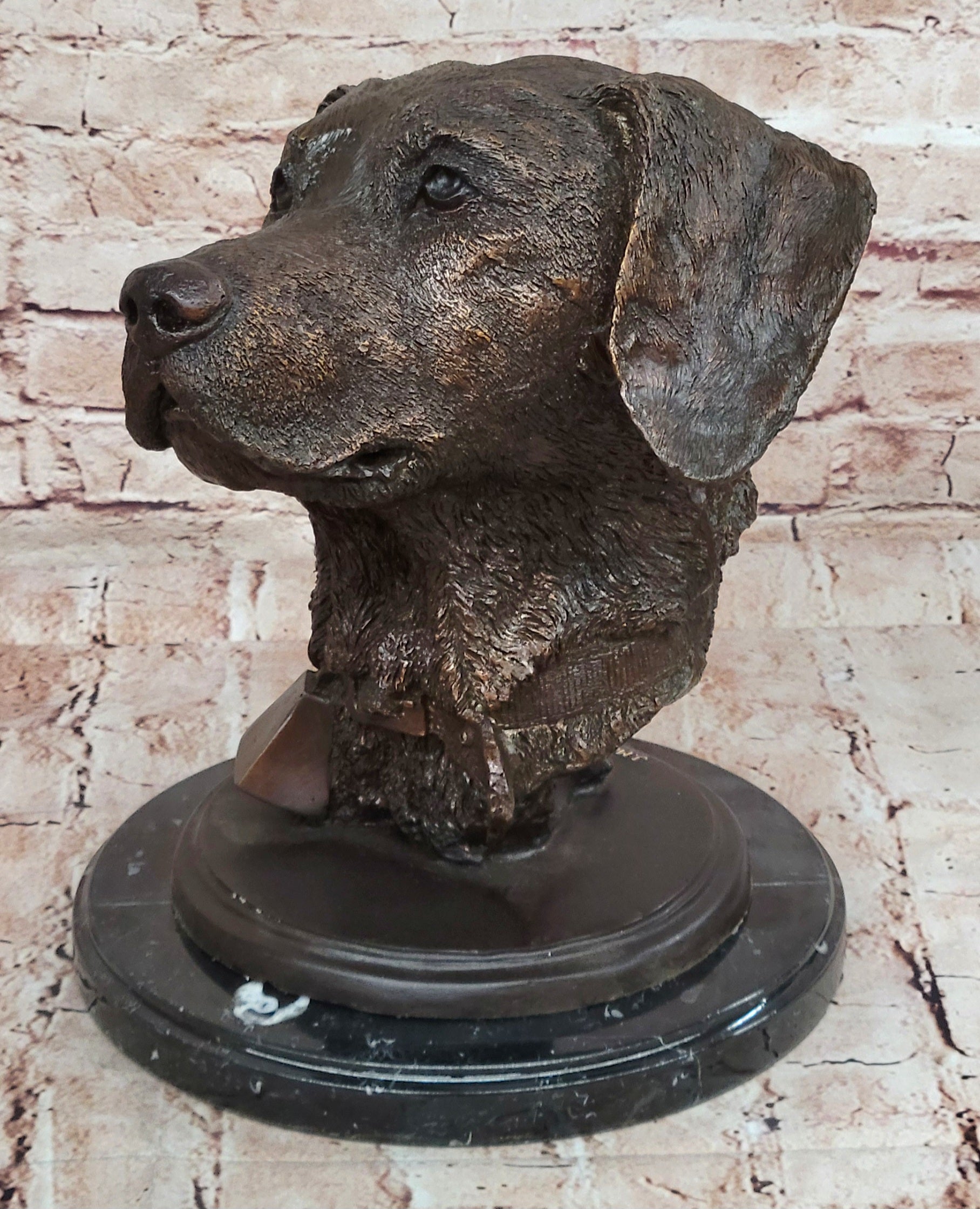 Collectible Bronze Sculpture Golden Retriever Handcrafted Bust Home Decor Figure