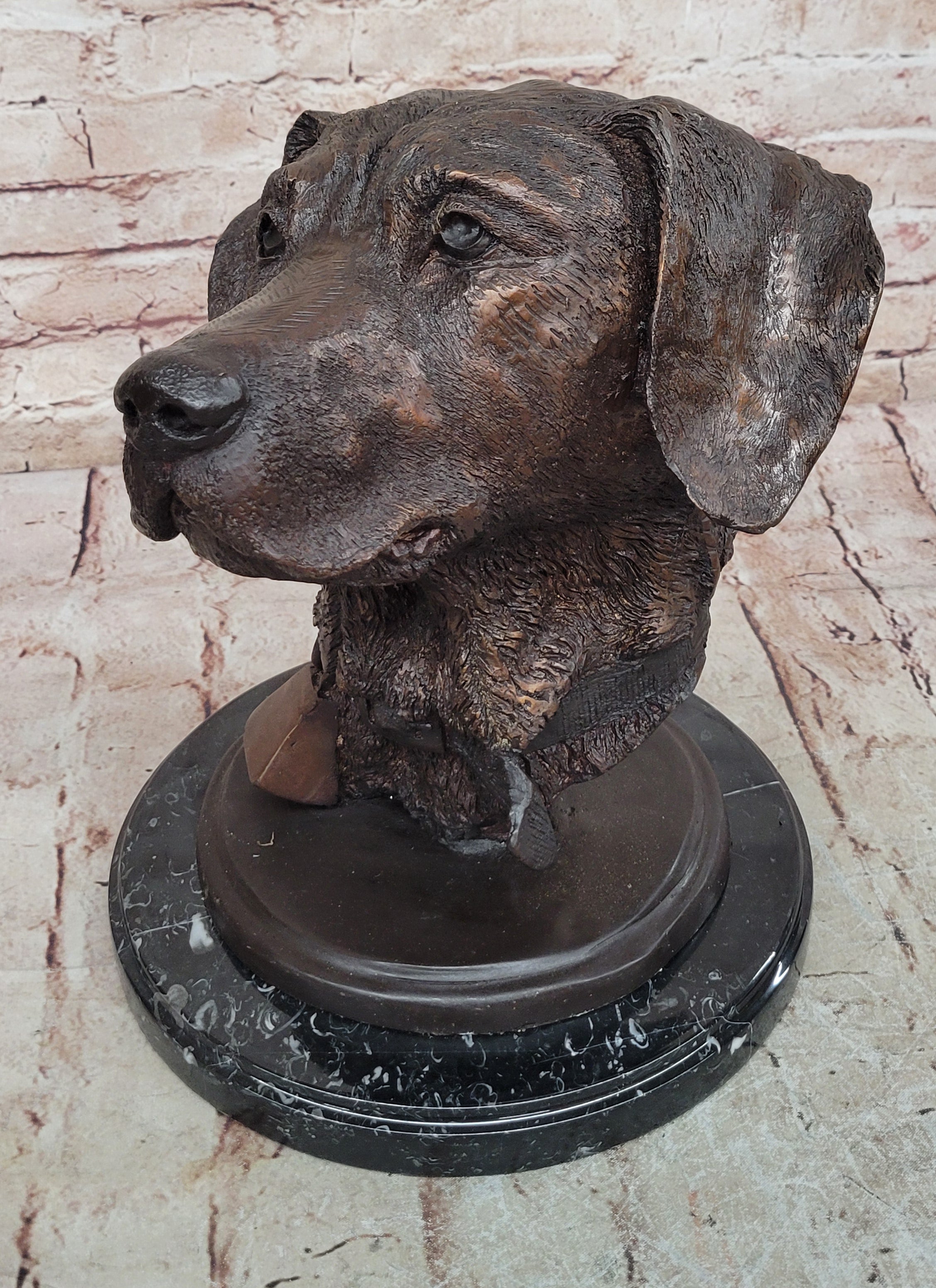 Collectible Bronze Sculpture Golden Retriever Handcrafted Bust Home Decor Figure