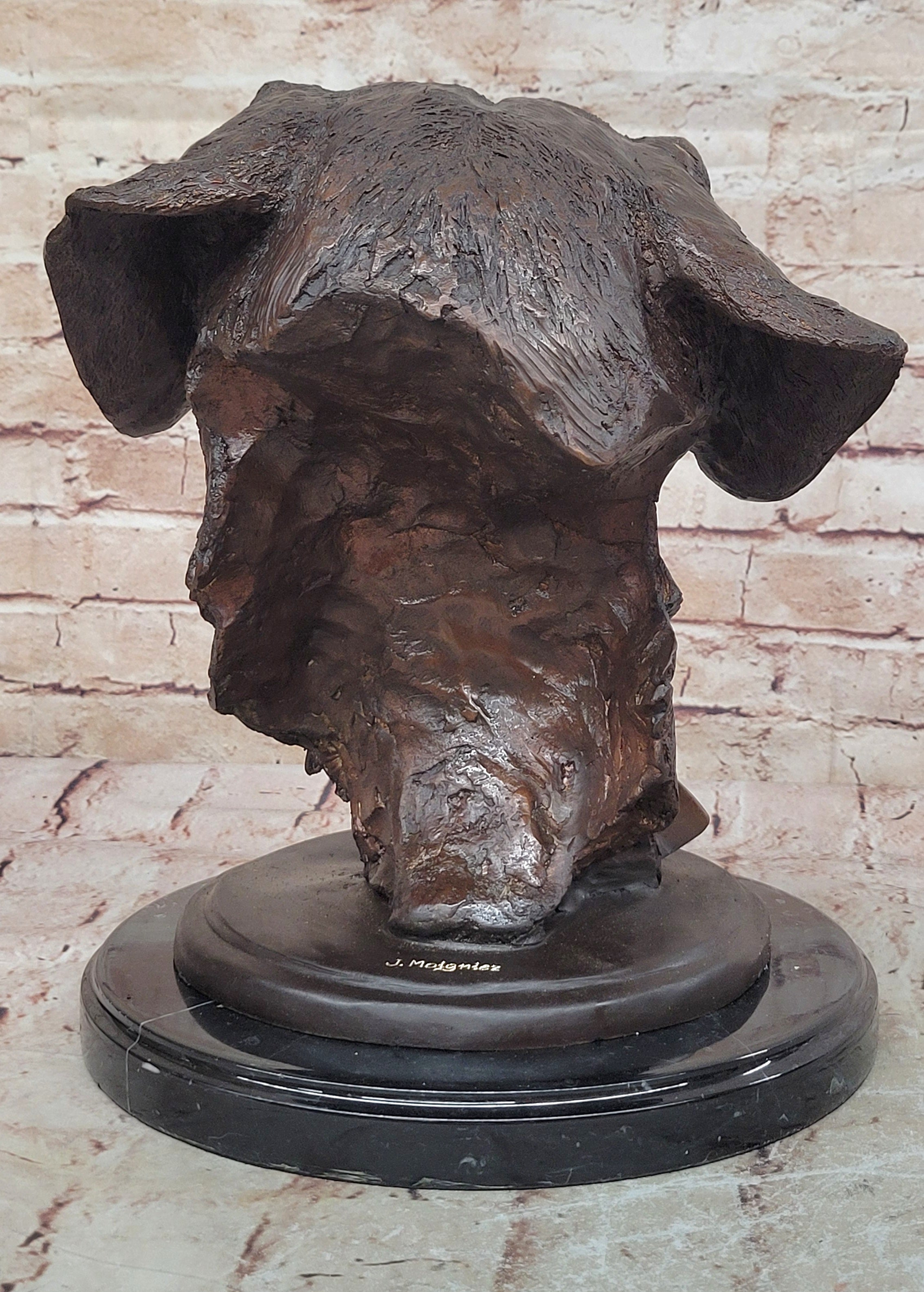 Collectible Bronze Sculpture Golden Retriever Handcrafted Bust Home Decor Figure